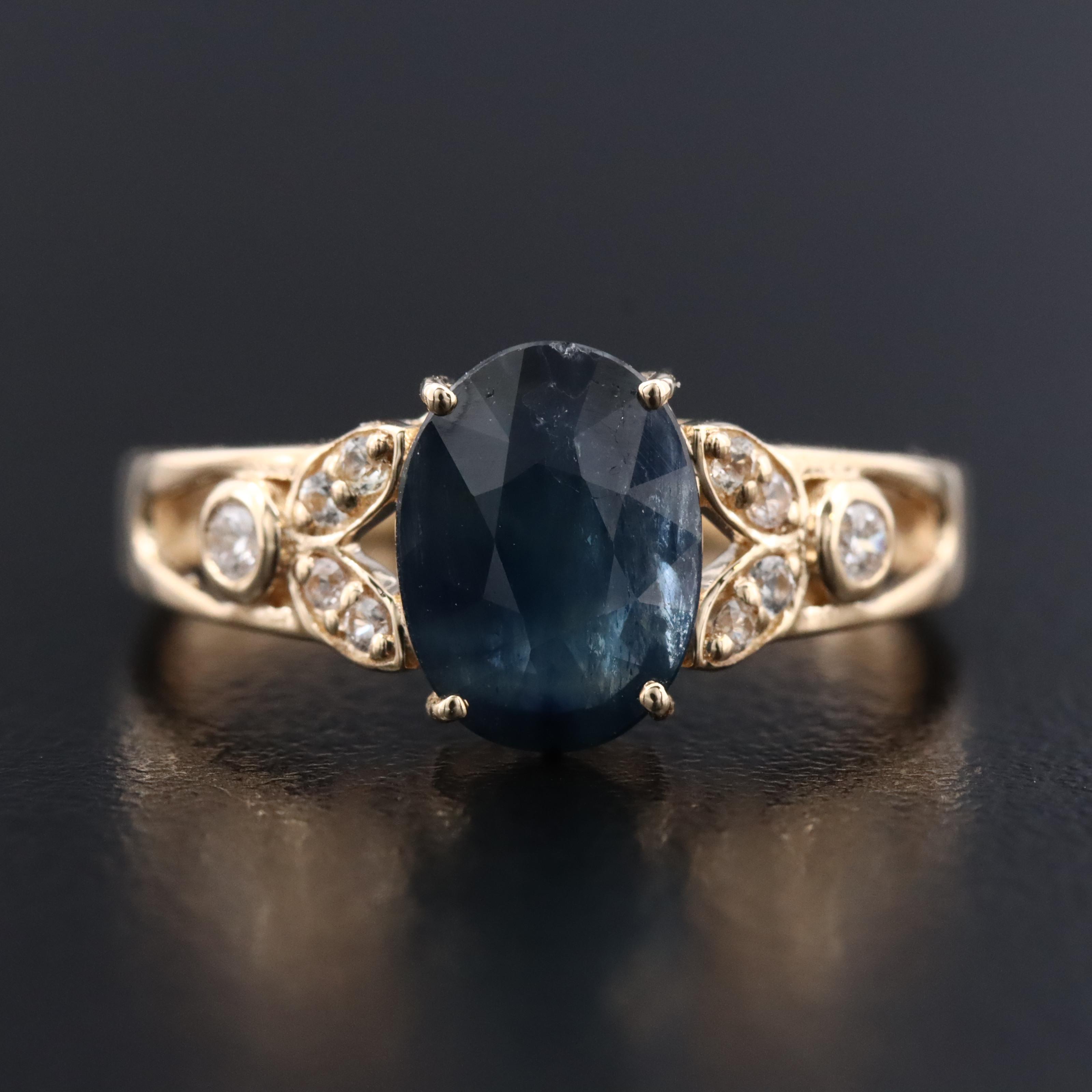 14K 1.48 CT Sapphire and Diamond Ring