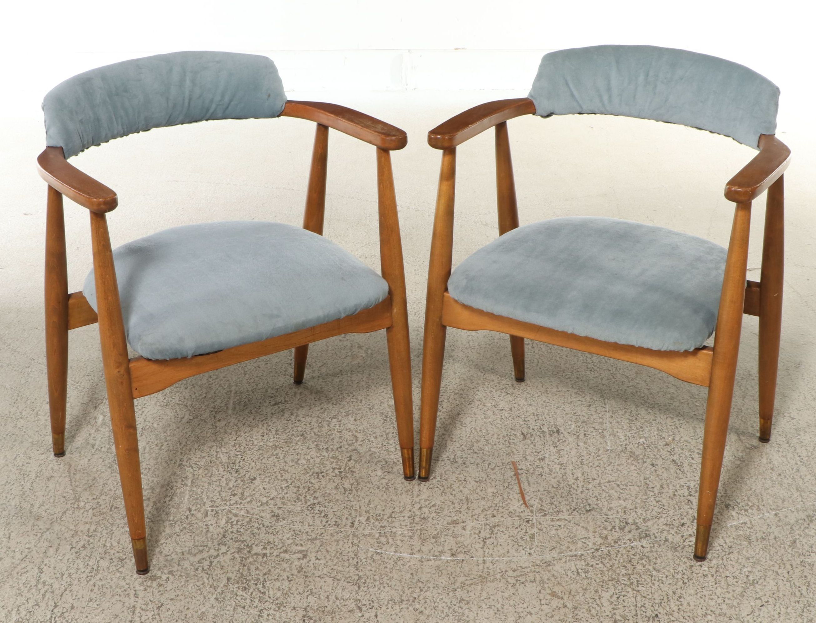 Pair of Danish Modern Style Walnut Armchairs, Mid to Late 20th Century