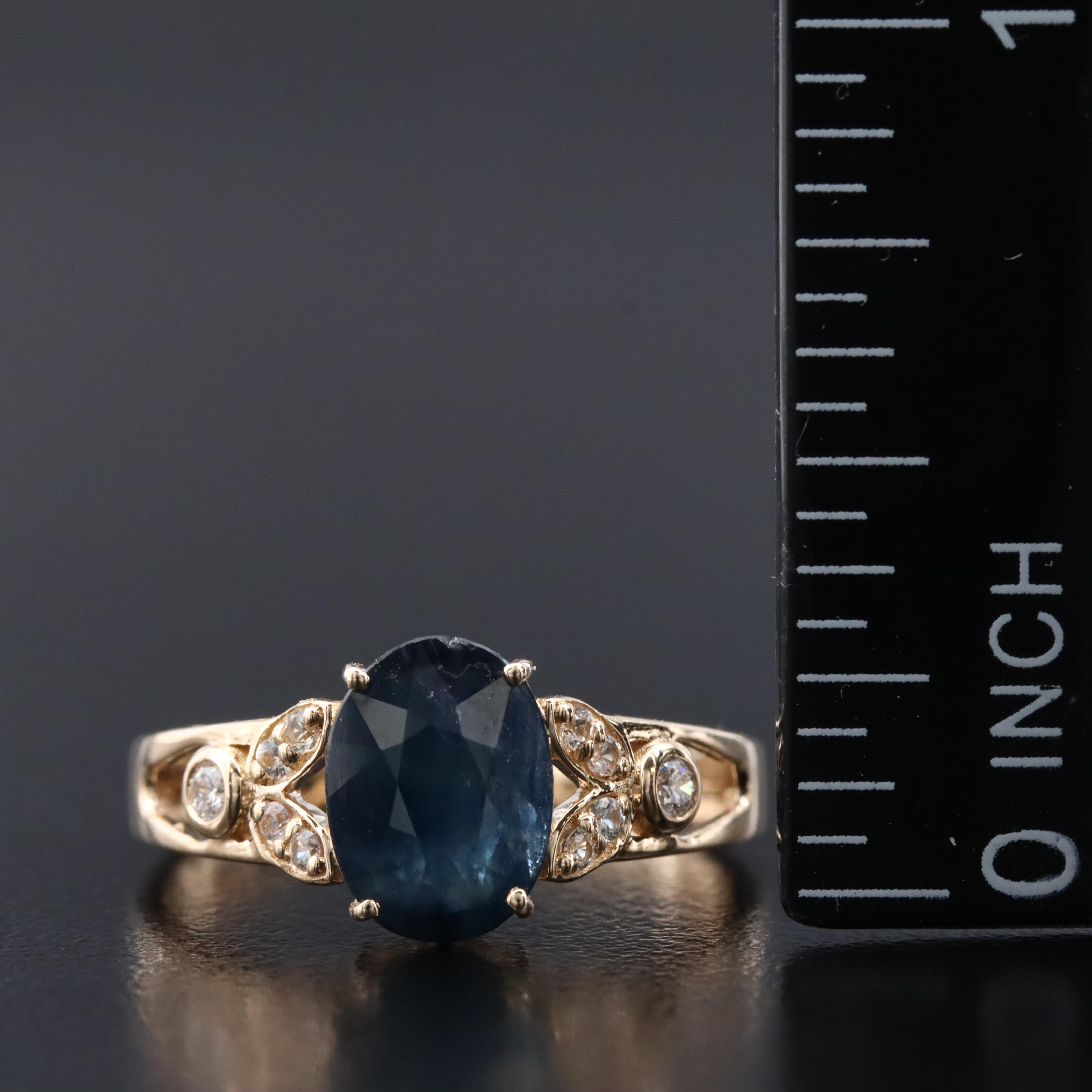 14K 1.48 CT Sapphire and Diamond Ring
