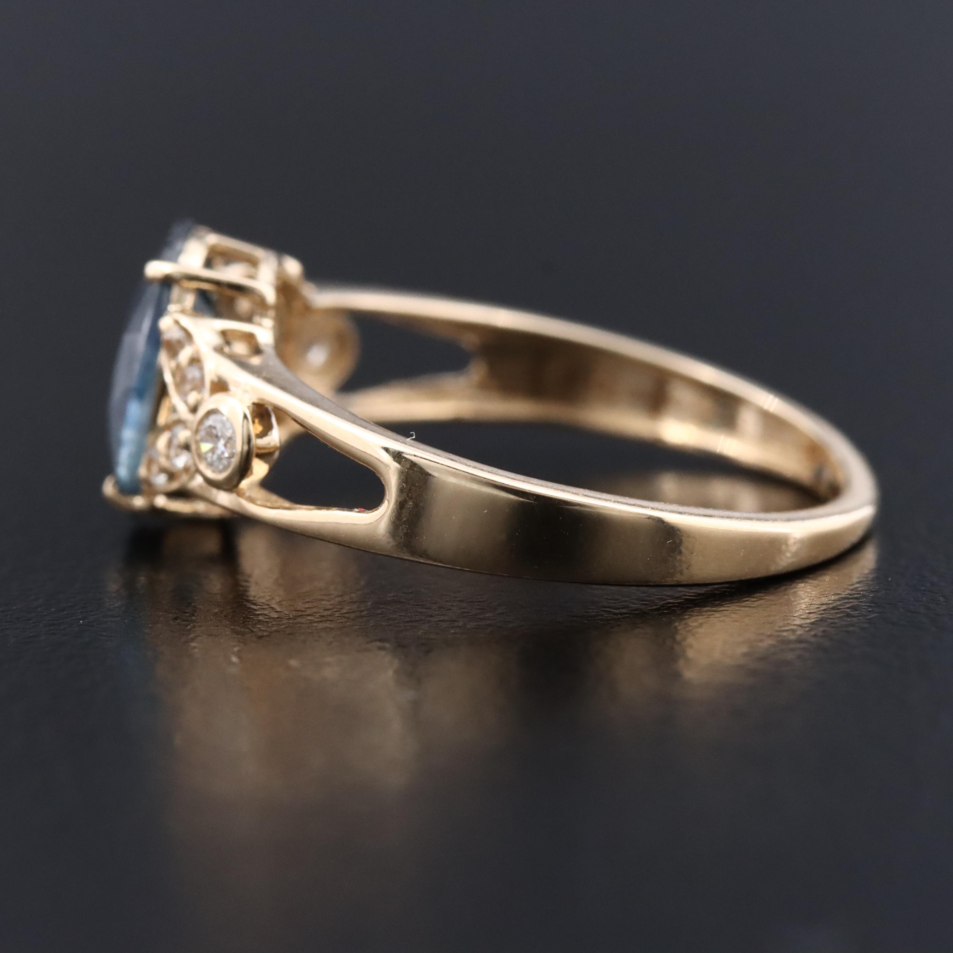 14K 1.48 CT Sapphire and Diamond Ring