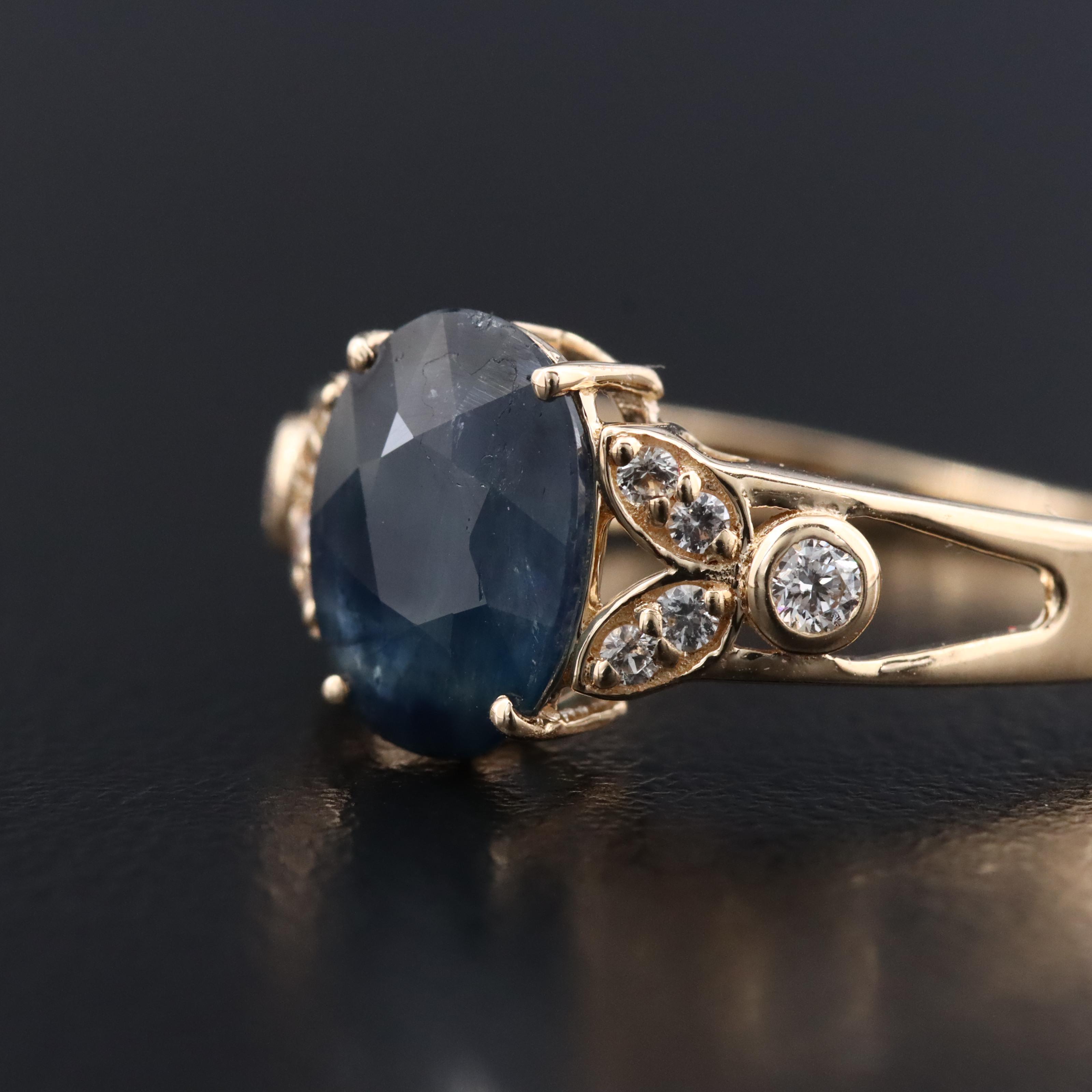 14K 1.48 CT Sapphire and Diamond Ring