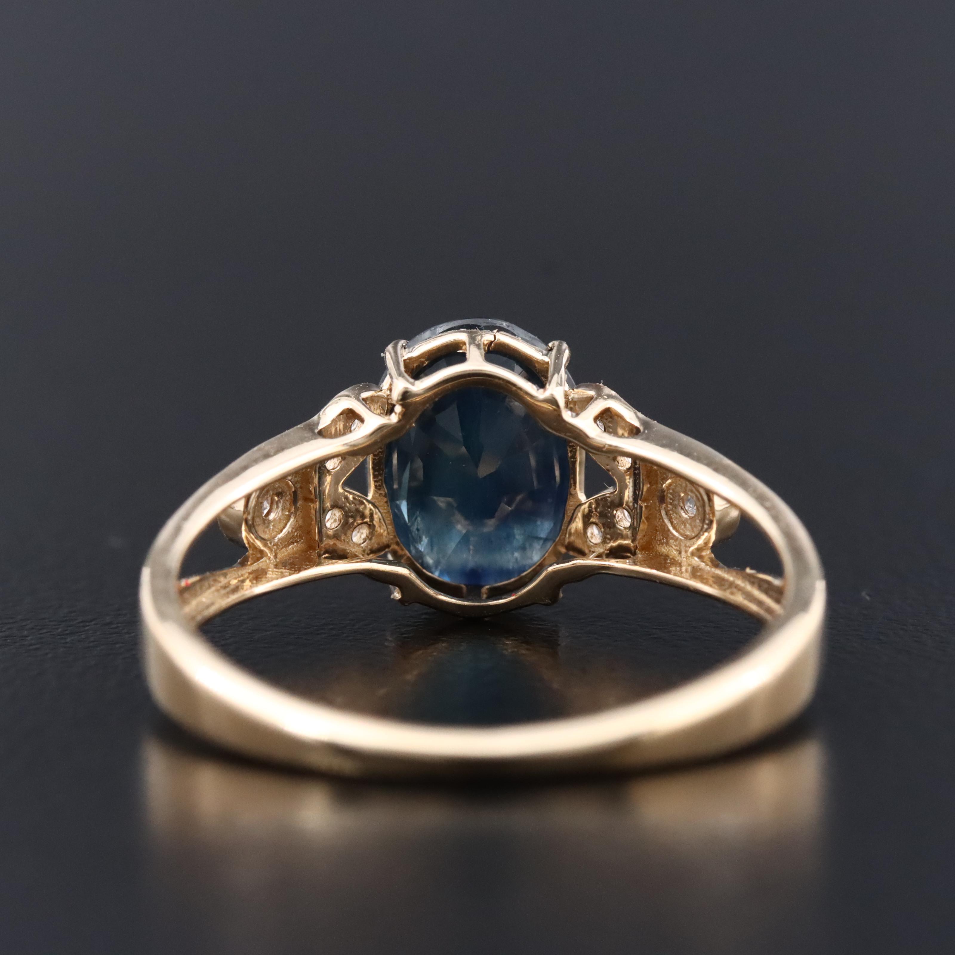 14K 1.48 CT Sapphire and Diamond Ring