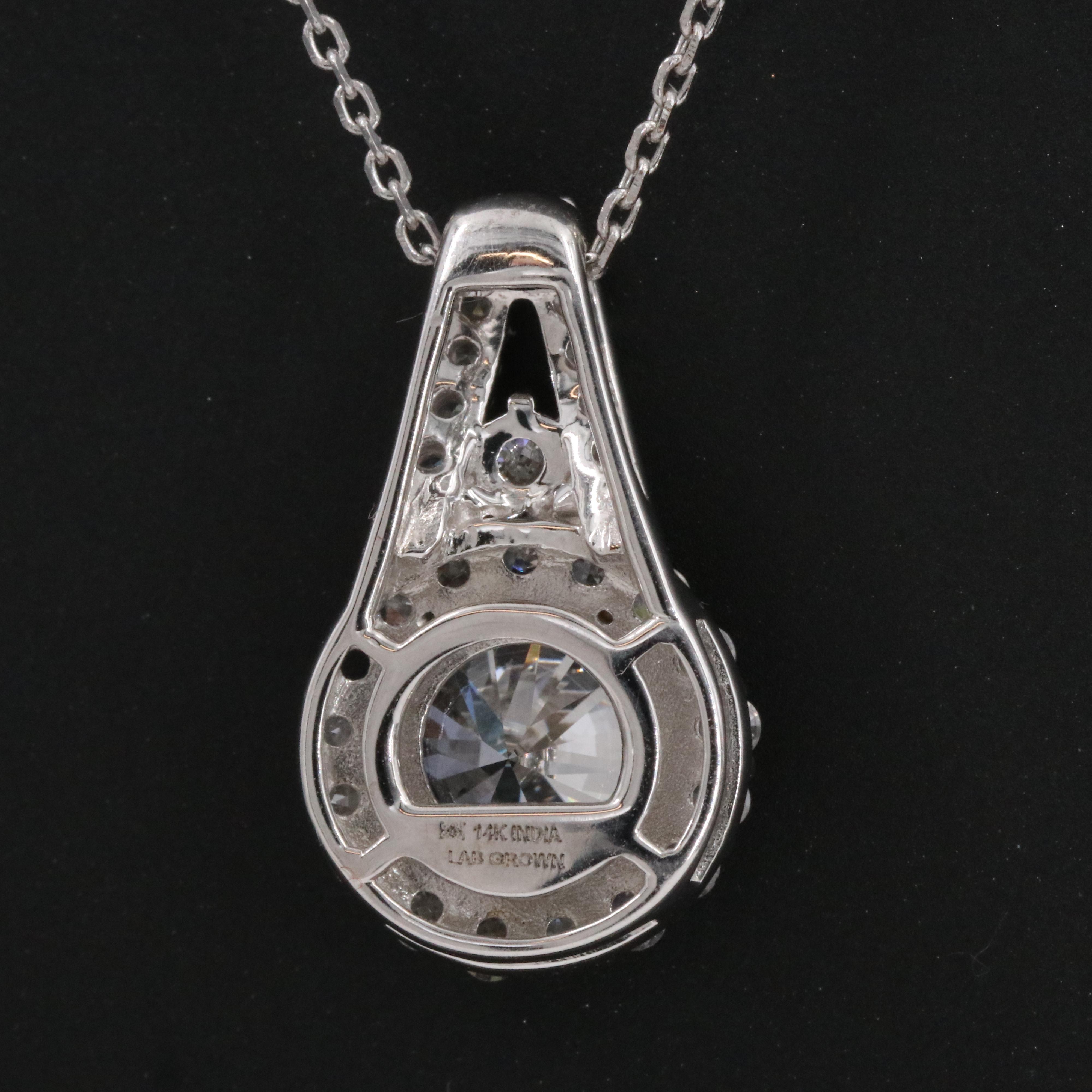 14K 2.07 CTW Lab Grown Diamond Necklace with Online GIA Report