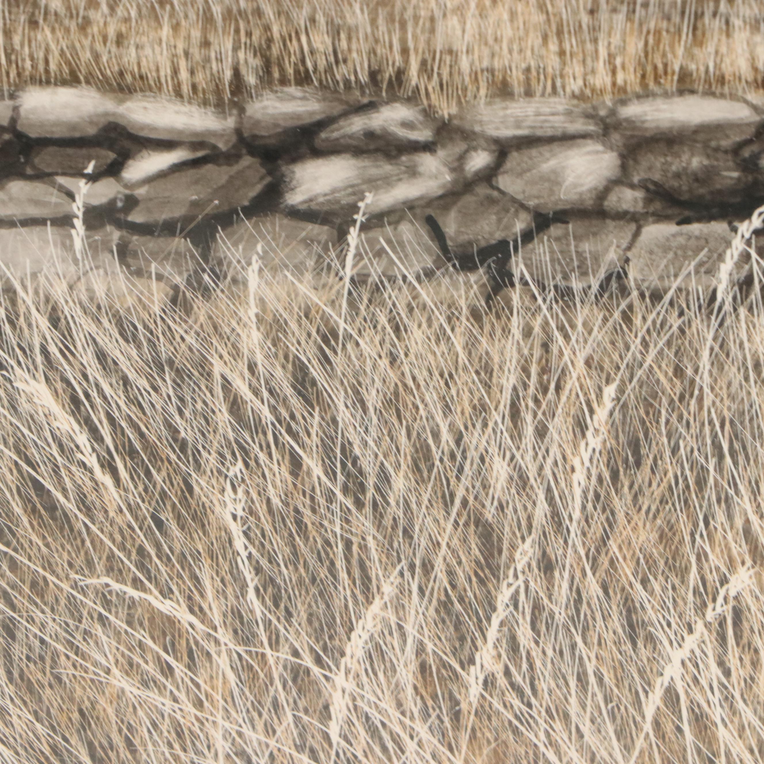 Herbert Weintraub Acrylic Painting of Wood Barn, Late 20th Century