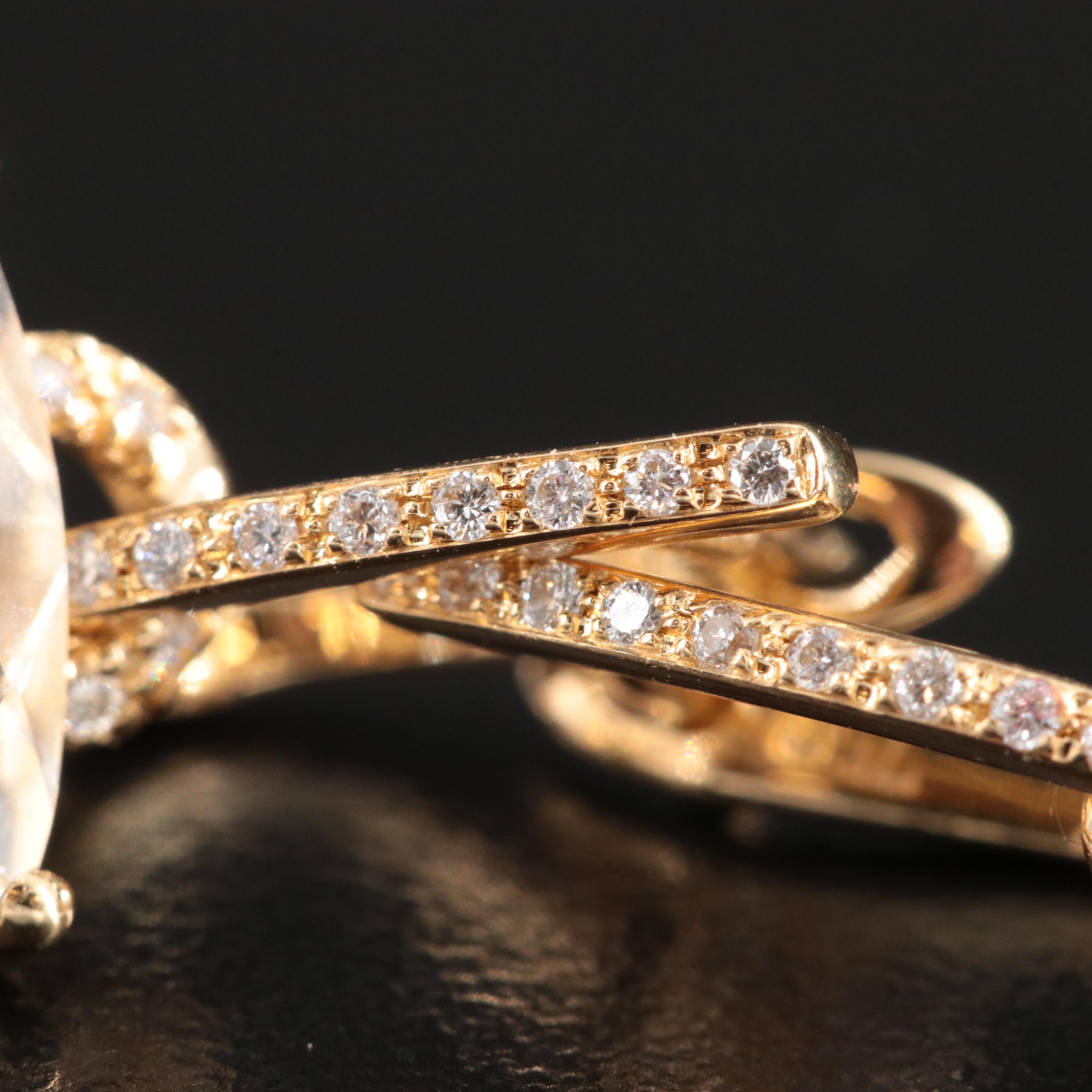 18K Smoky Quartz, Rock Crystal, and Diamond Drop Earrings Interchangeable