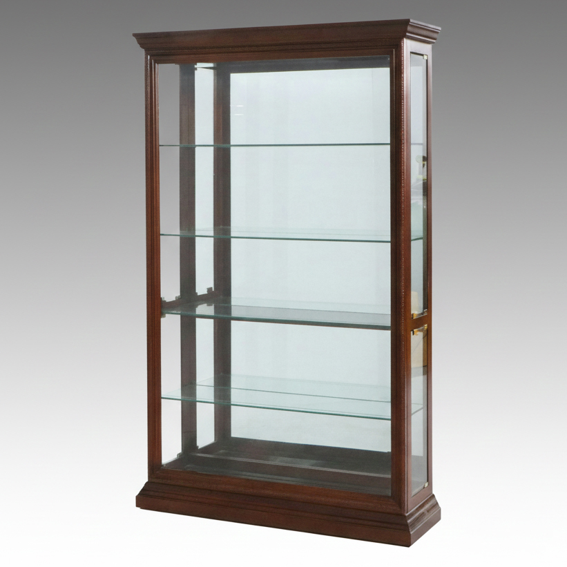 Edwardian Style Mahogany Finish Glass Front Curio Cabinet