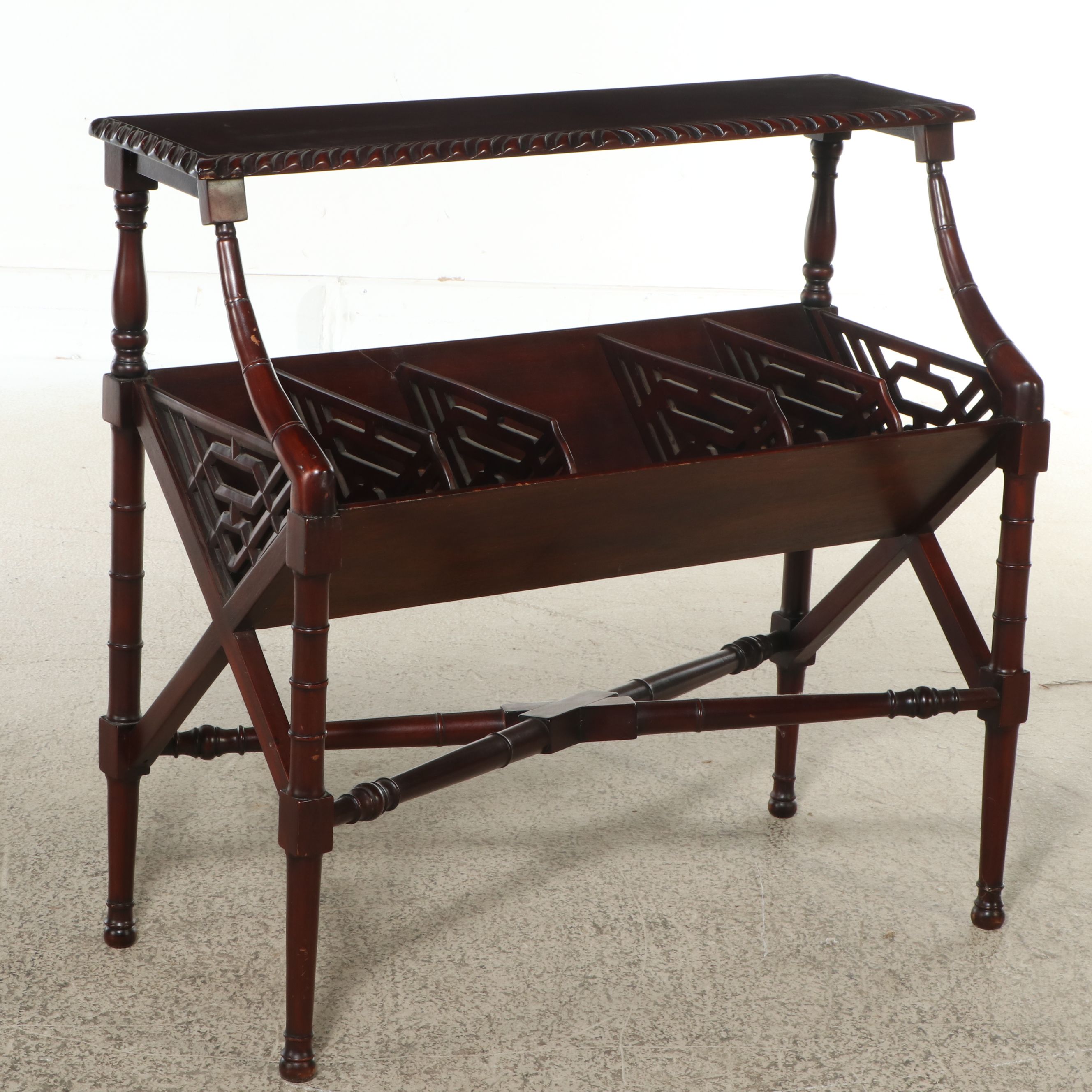 Chinese Chippendale Style Mahogany Book Table