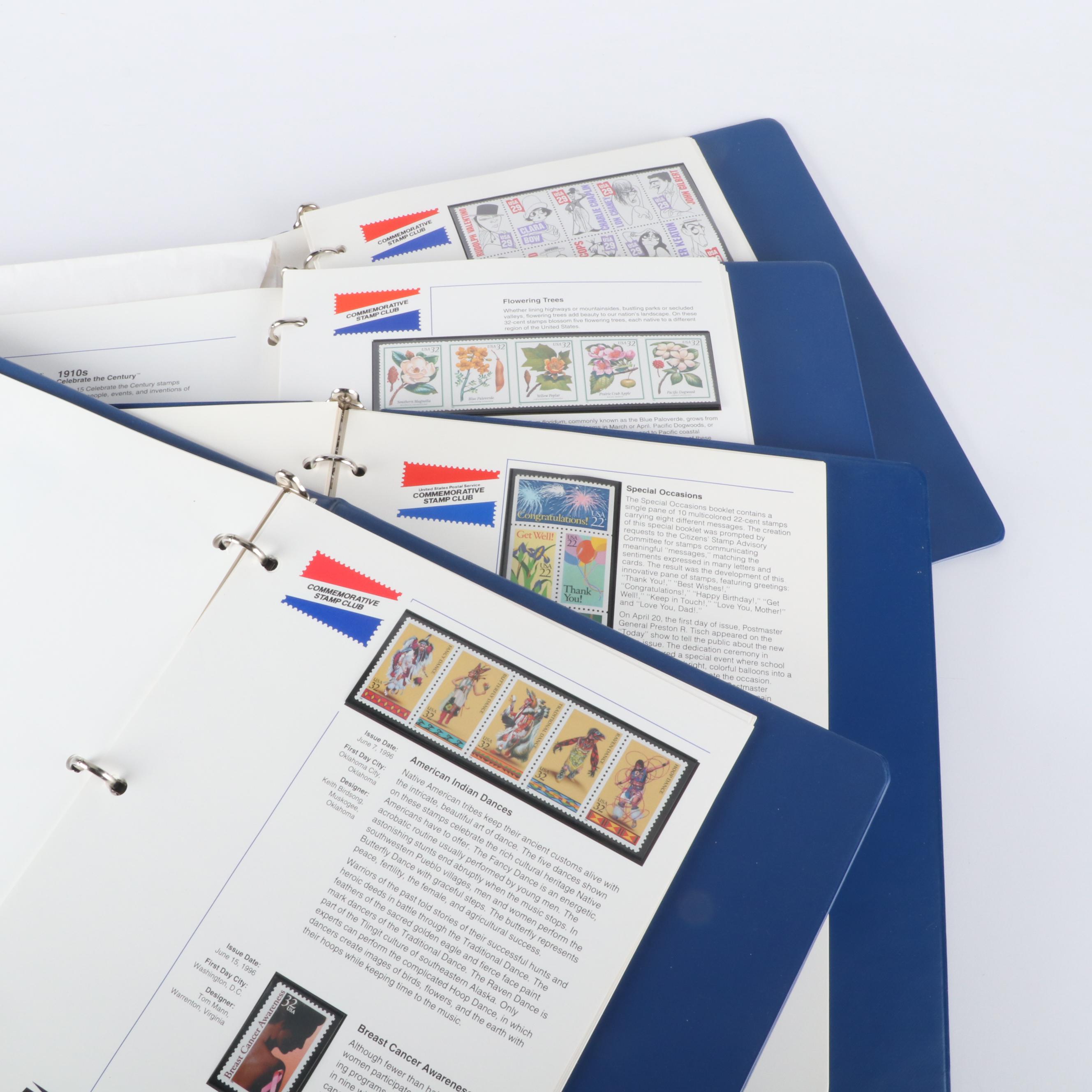 Eleven USPS "Commemorative Stamp Club" Albums, MNH, 1986 to 1998