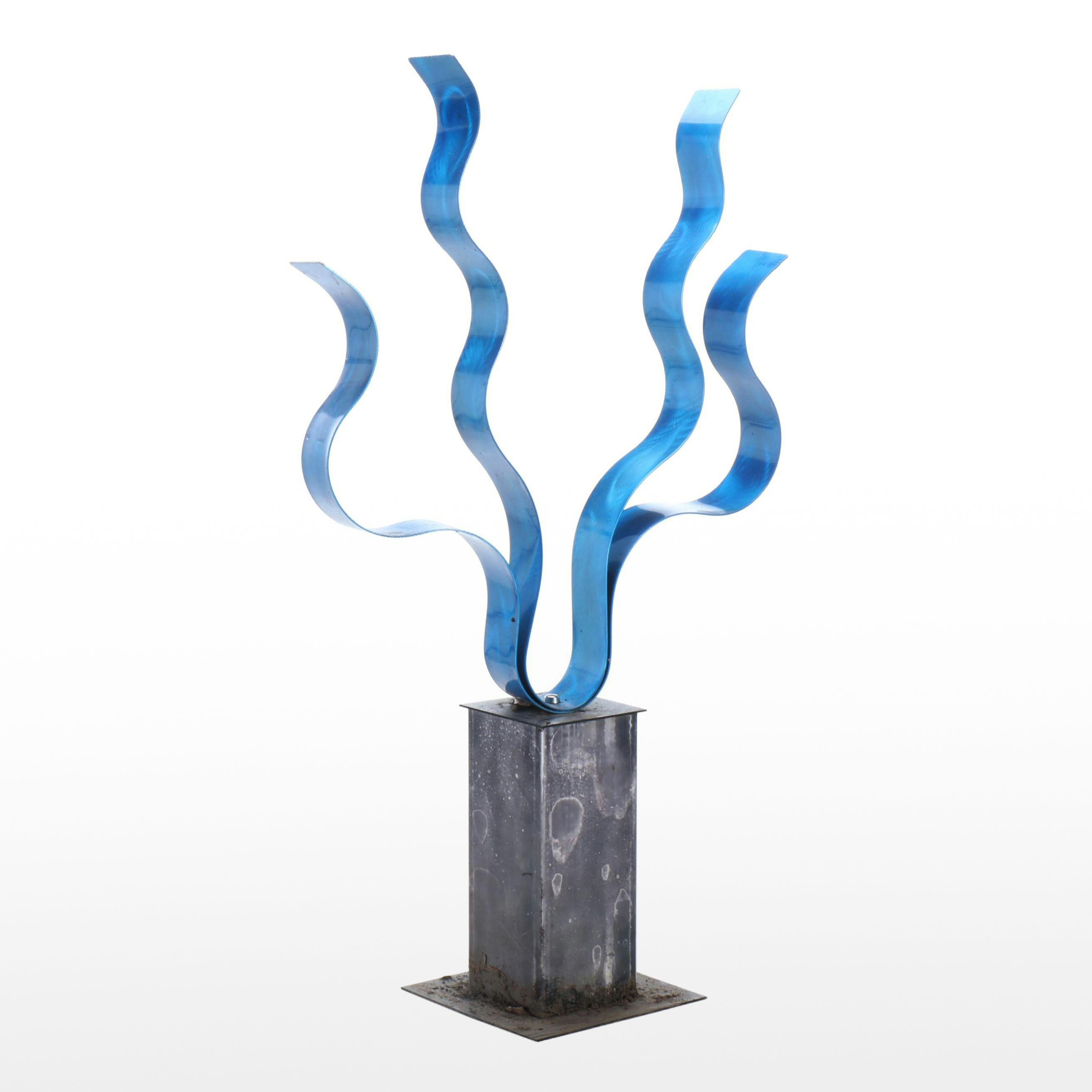 Jon Allen Abstract Aluminum Sculpture with Blue Finish, 2018