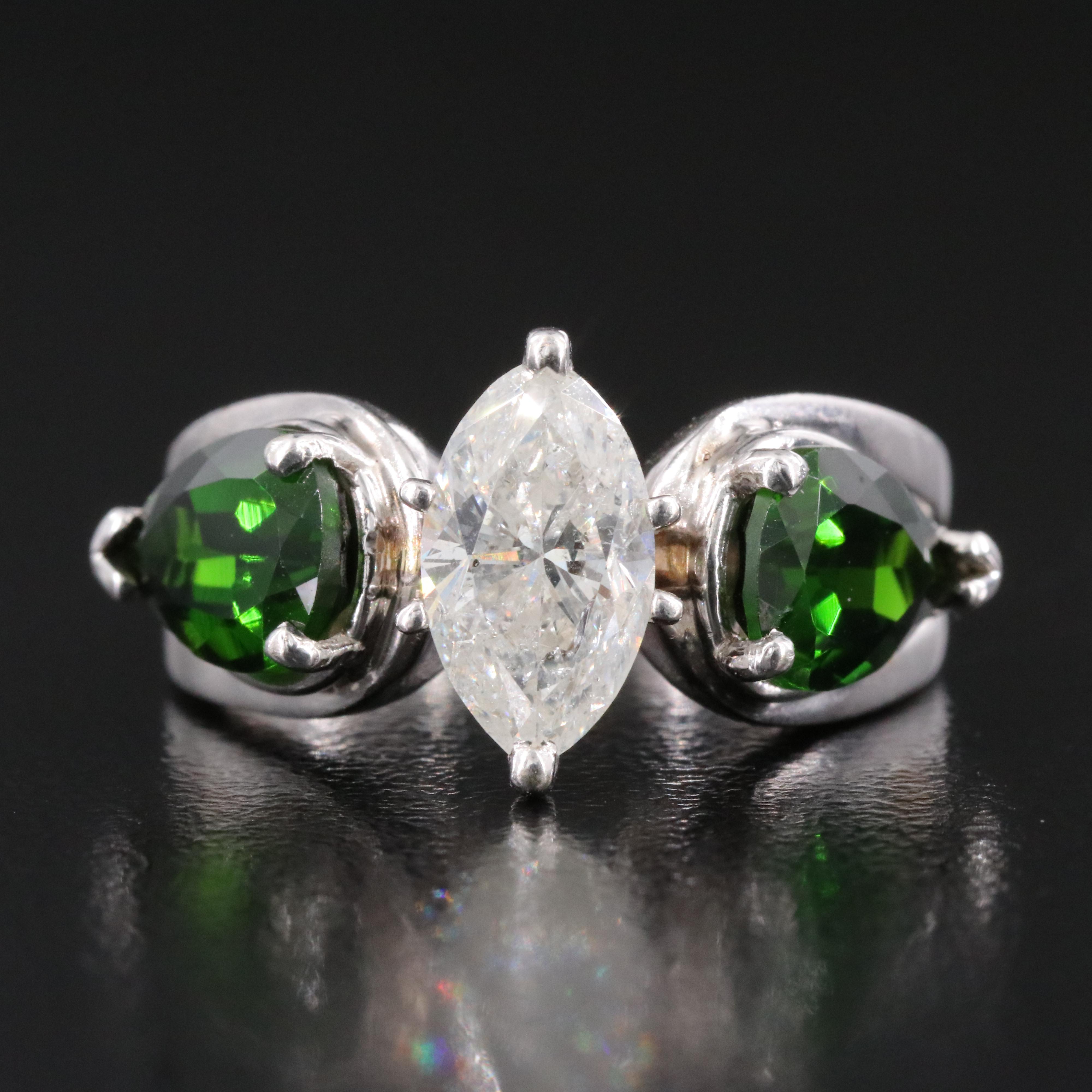 14K 1.27 CTW Diamond and Tourmaline Ring