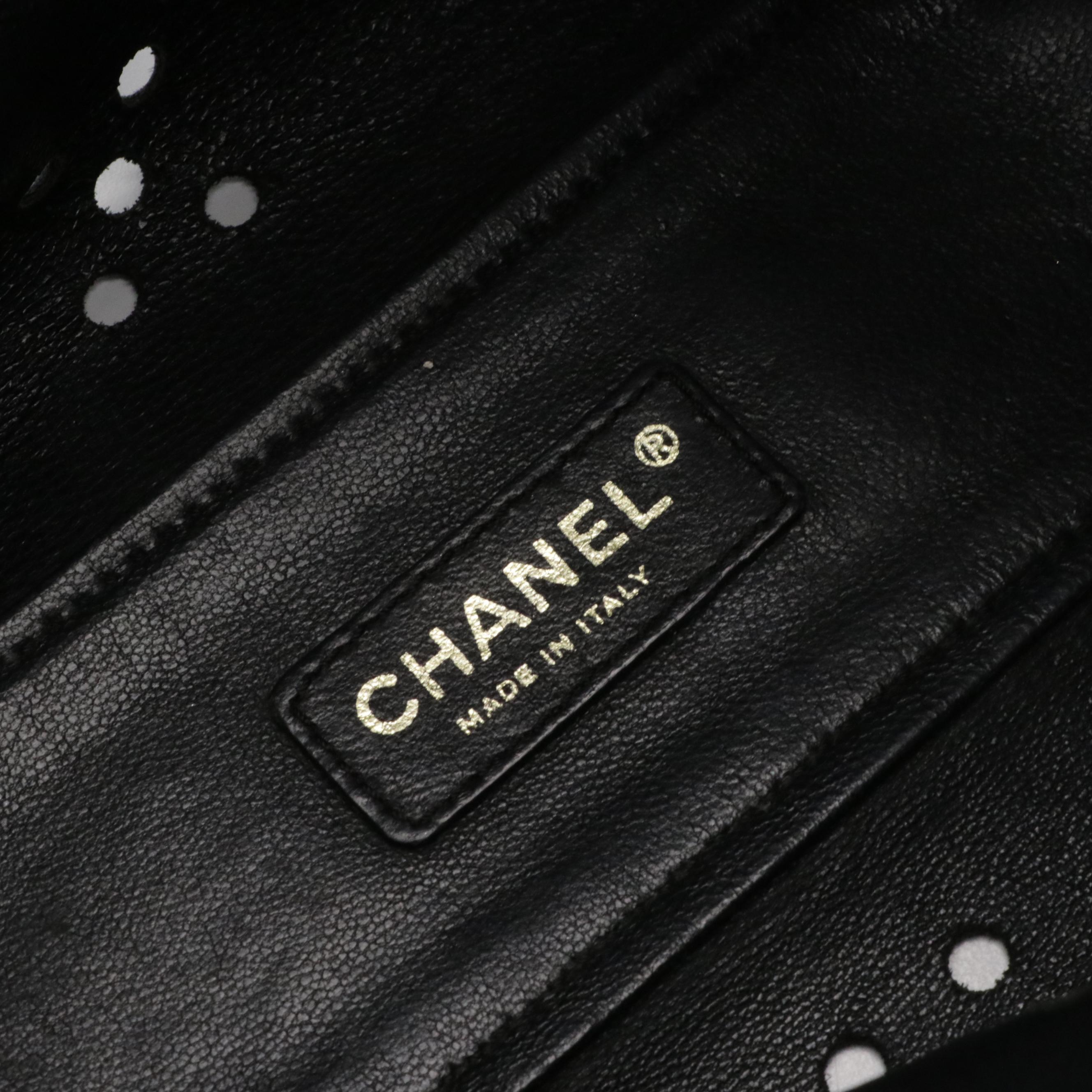 Chanel Diamond Perforated Caviar Leather Handbag with Resin Chain-Link Straps