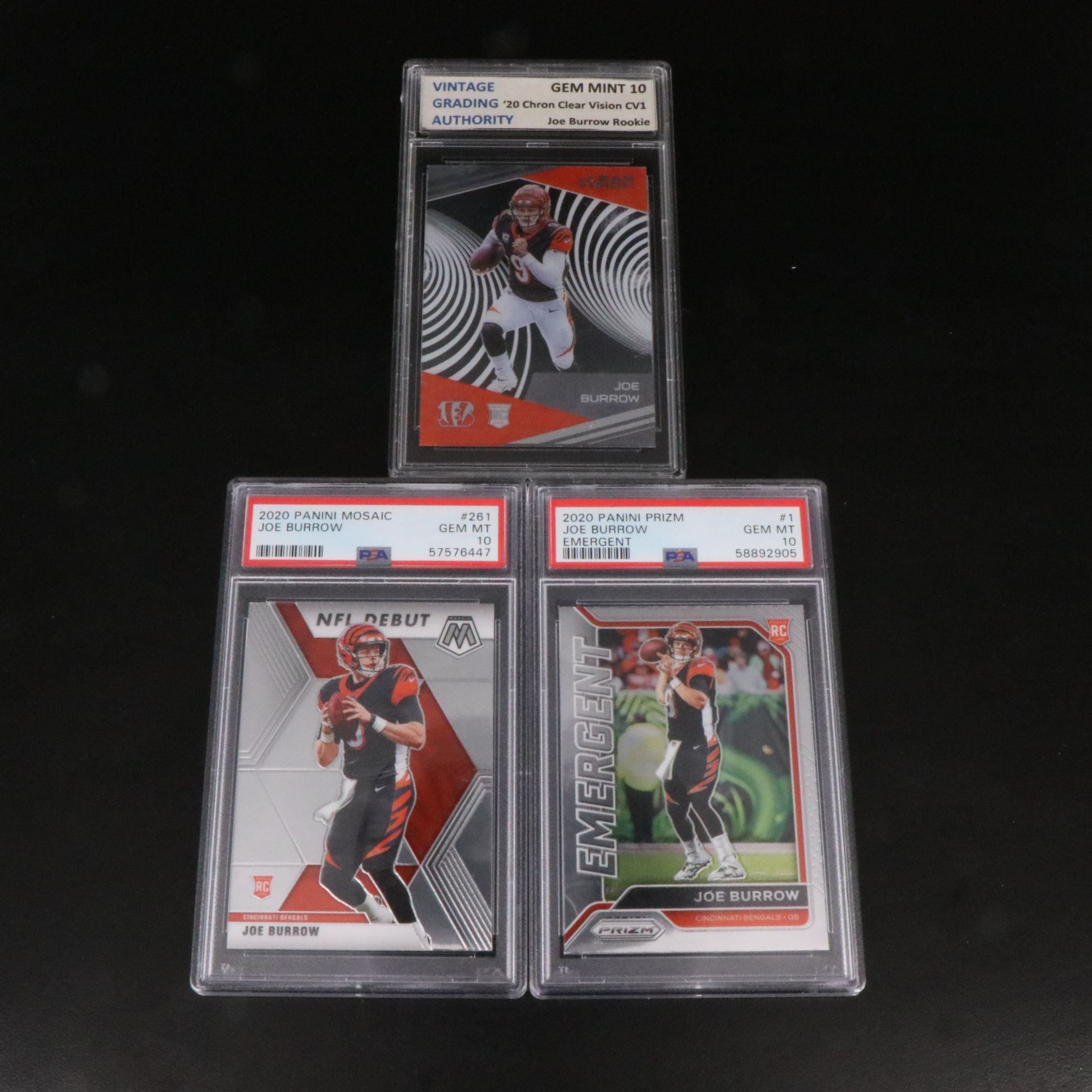 2020 Prizm and Mosaic Joe Burrow Rookie Cards Graded PSA 10 with More