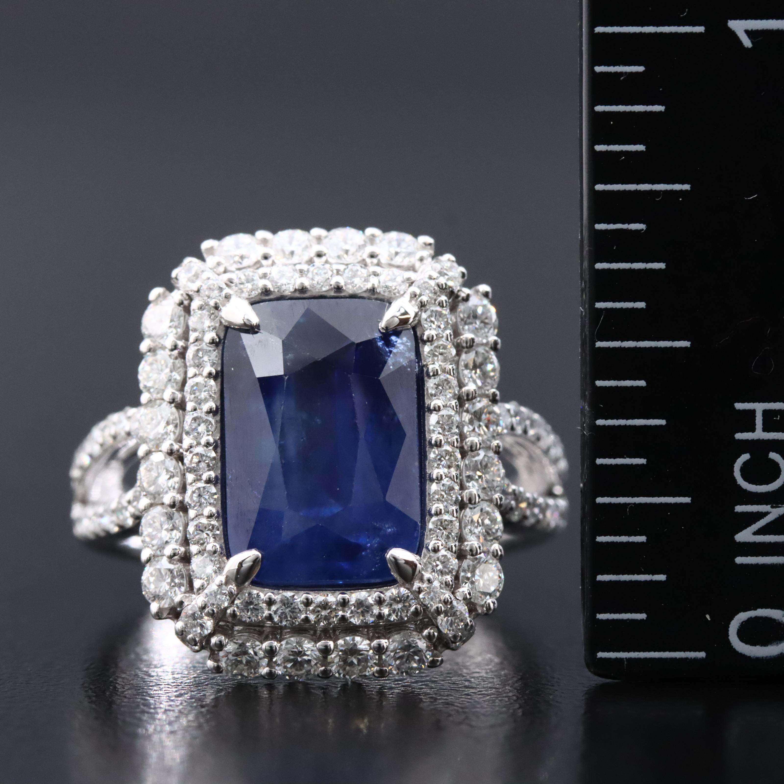 Oscar Friedman Platinum 4.29 CT Sapphire and Diamond Ring with GIA Report