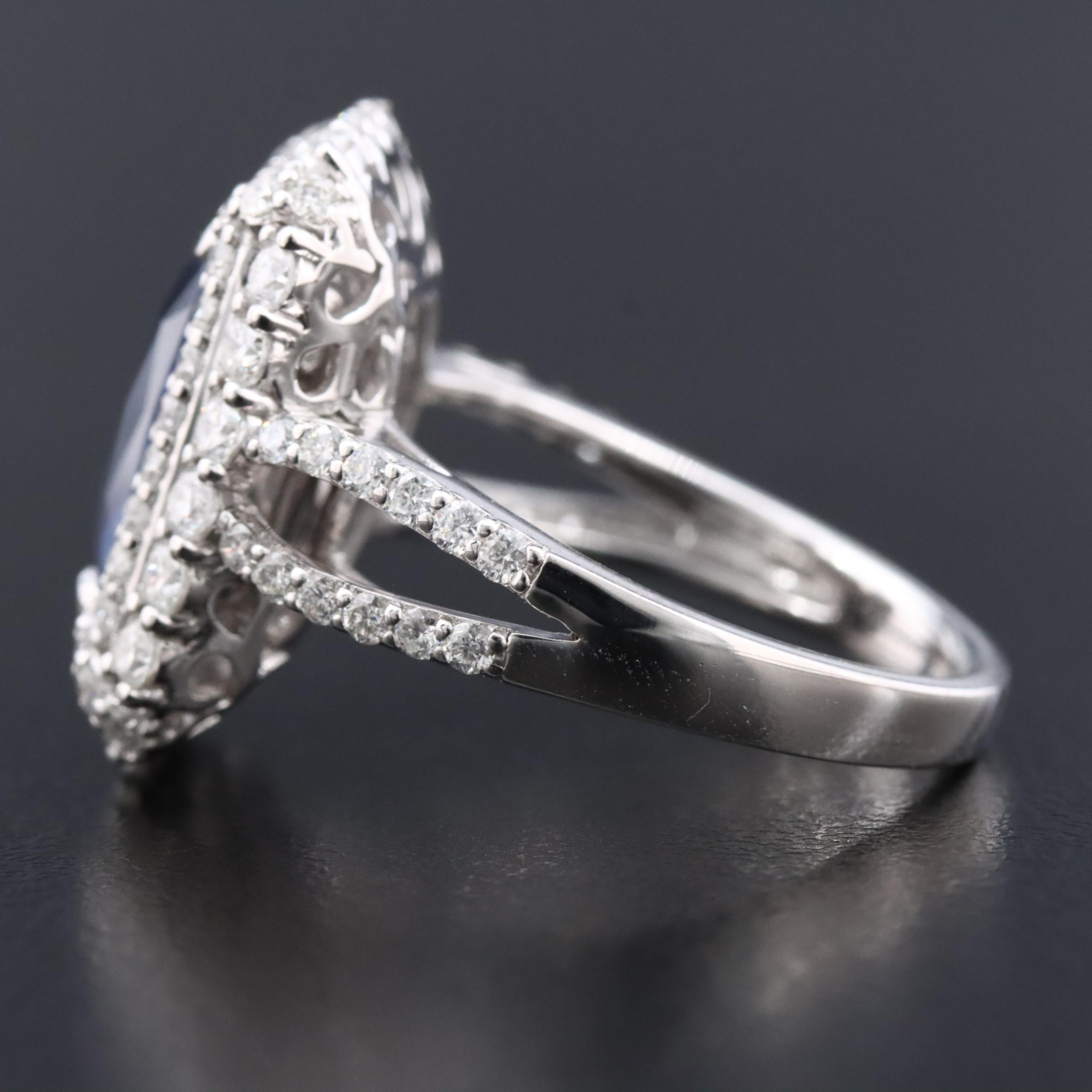 Oscar Friedman Platinum 4.29 CT Sapphire and Diamond Ring with GIA Report