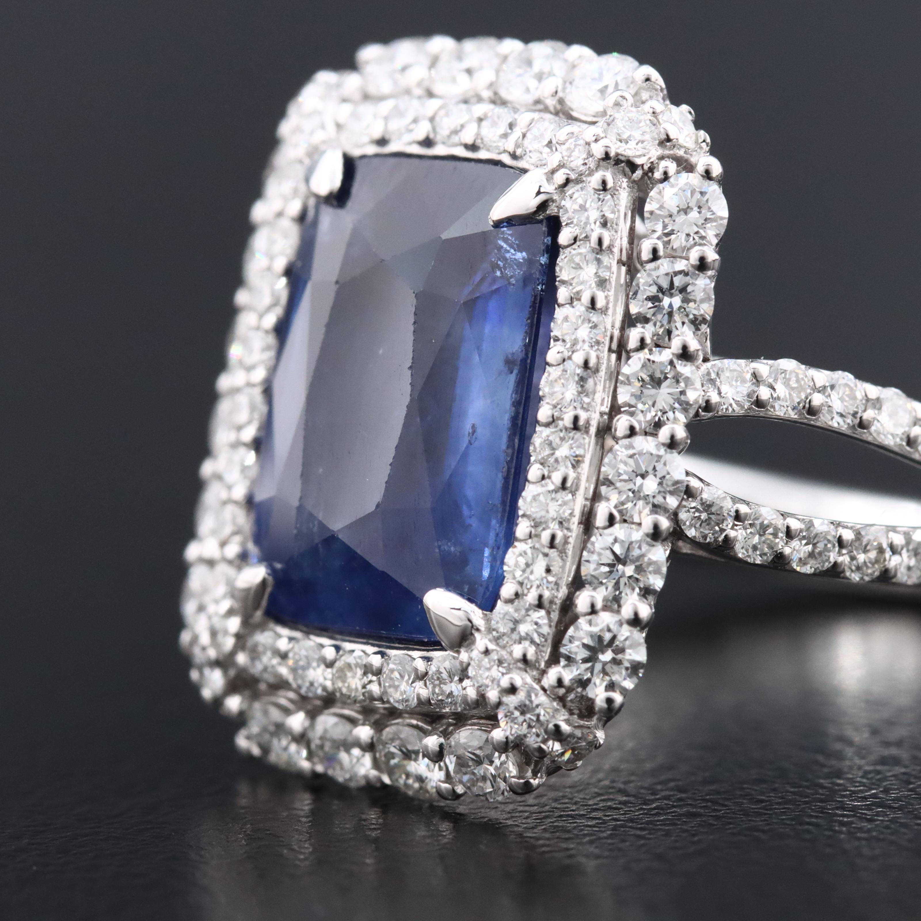 Oscar Friedman Platinum 4.29 CT Sapphire and Diamond Ring with GIA Report
