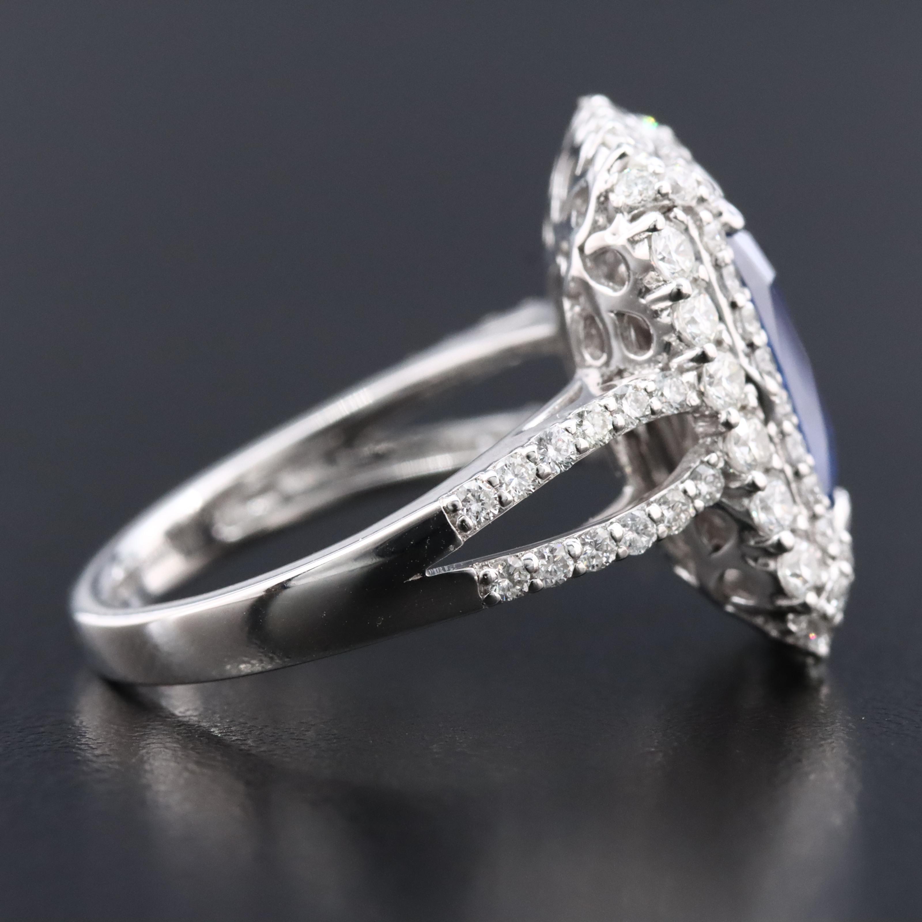 Oscar Friedman Platinum 4.29 CT Sapphire and Diamond Ring with GIA Report