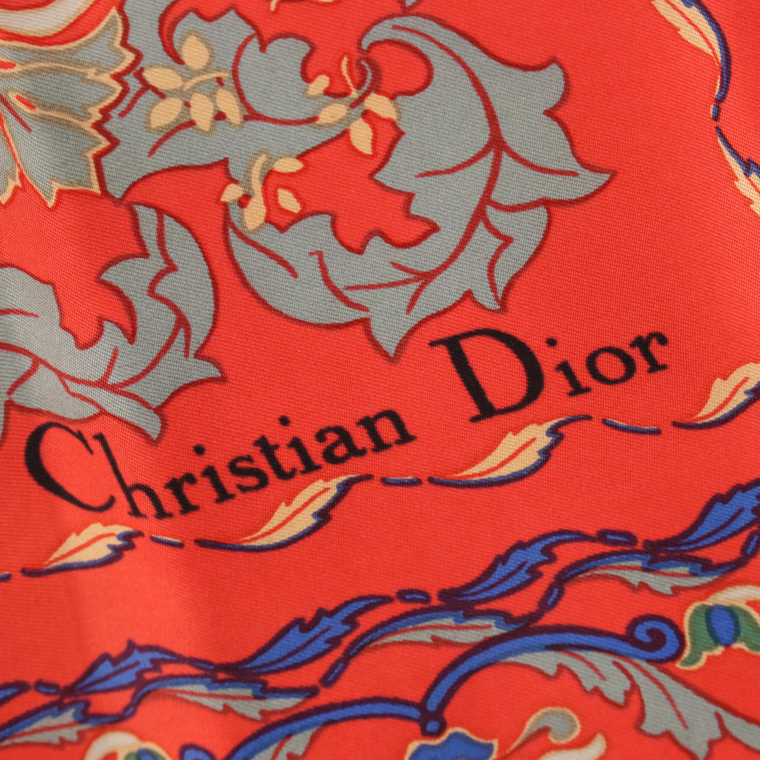 Christian Dior Crystal Gold Tone Clip Earrings and Pin with Silk Twill Scarf
