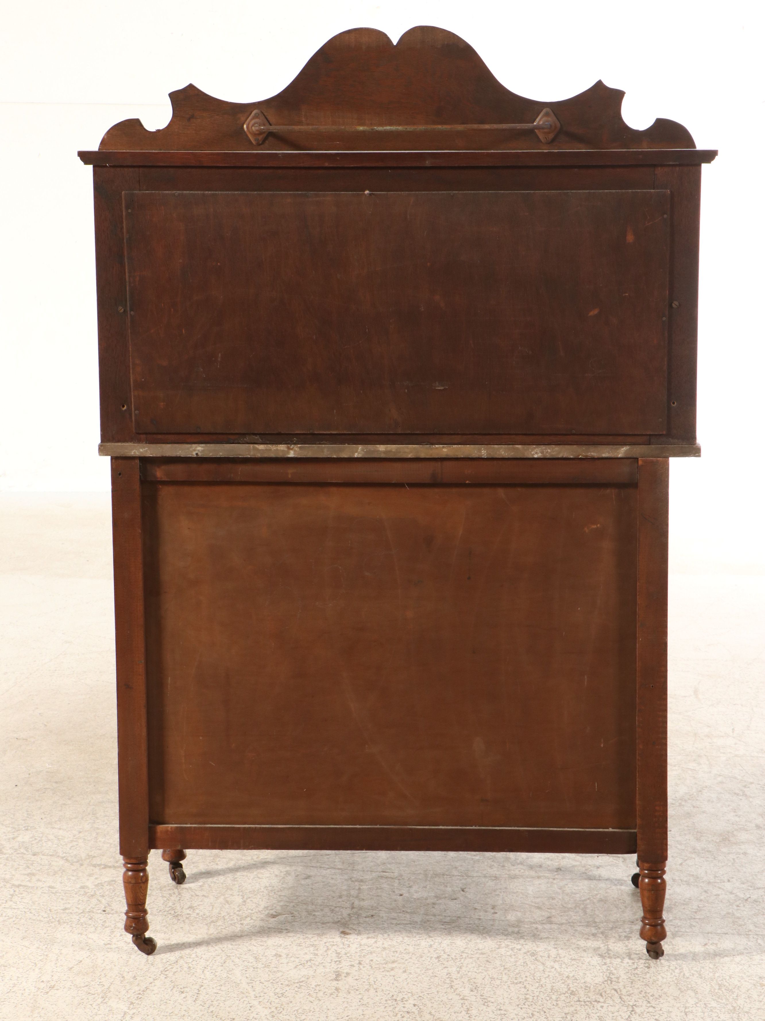 Late Victorian Walnut and Marble Wash Stand, Late 19th/Early 20th Century