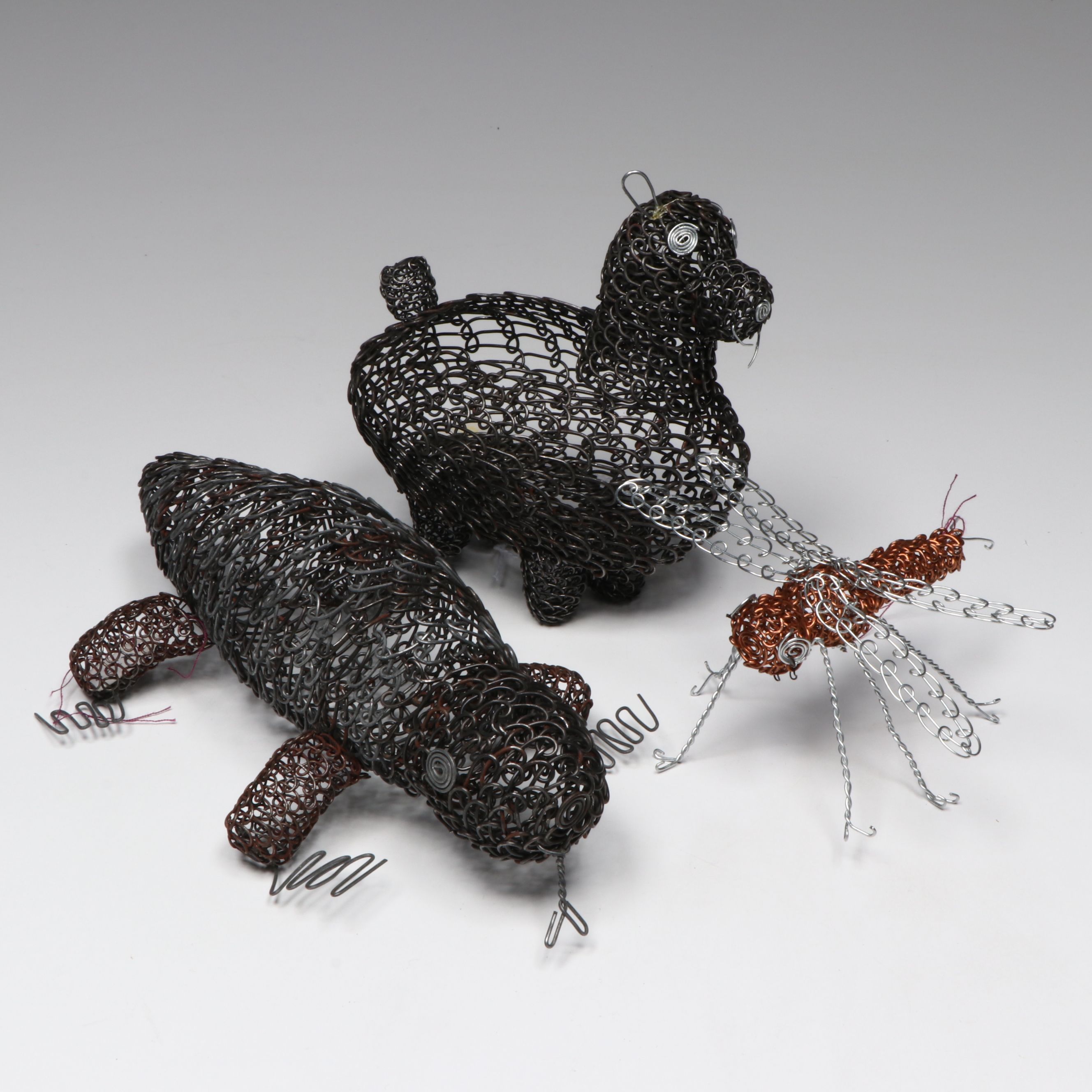Edward Lewis Tohono O'odham Wire Gila Monster, Dragonfly and Sheep