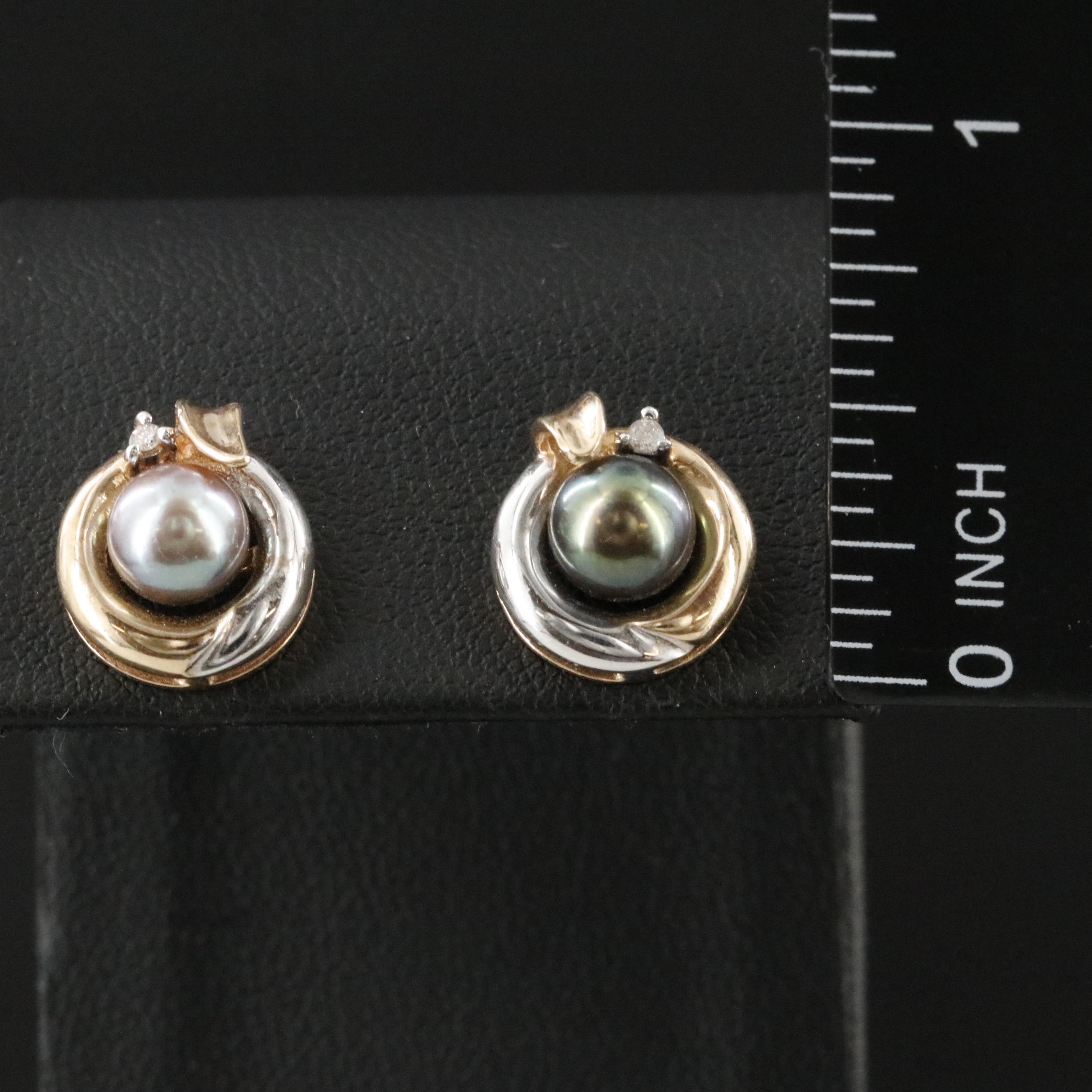 10K Pearl and Diamond Earrings