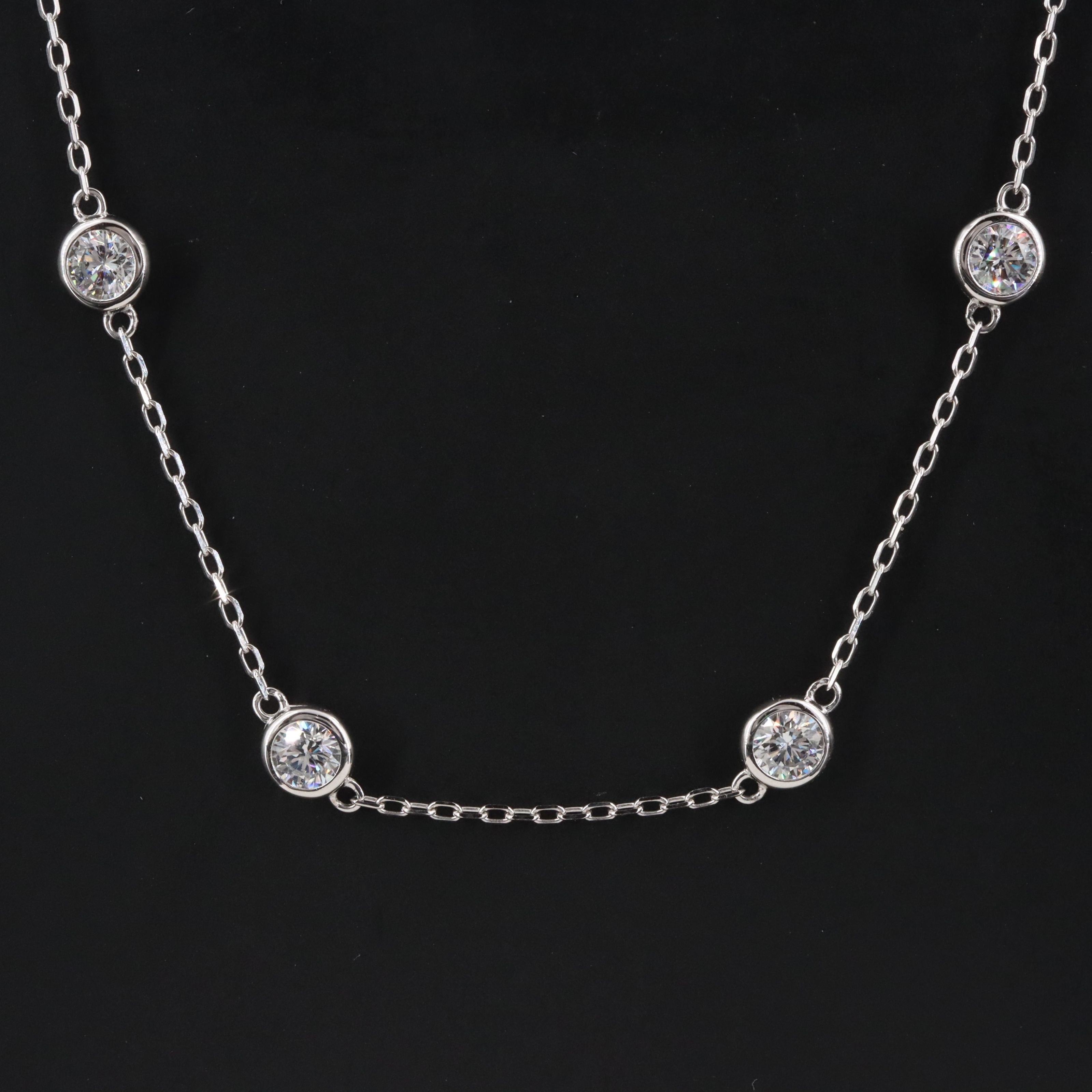 14K 3.36 CTW Lab Grown Diamond Station Necklace