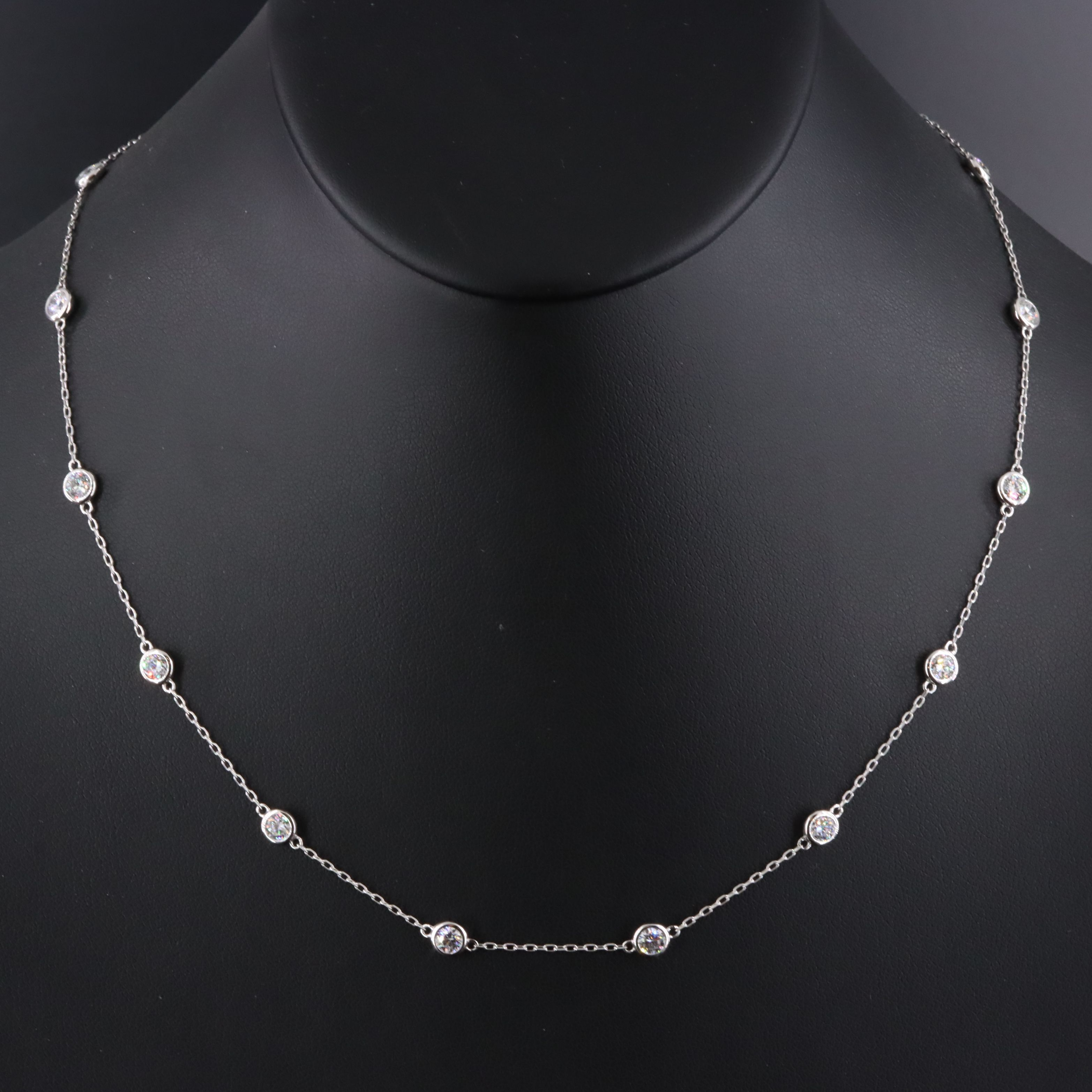14K 3.36 CTW Lab Grown Diamond Station Necklace