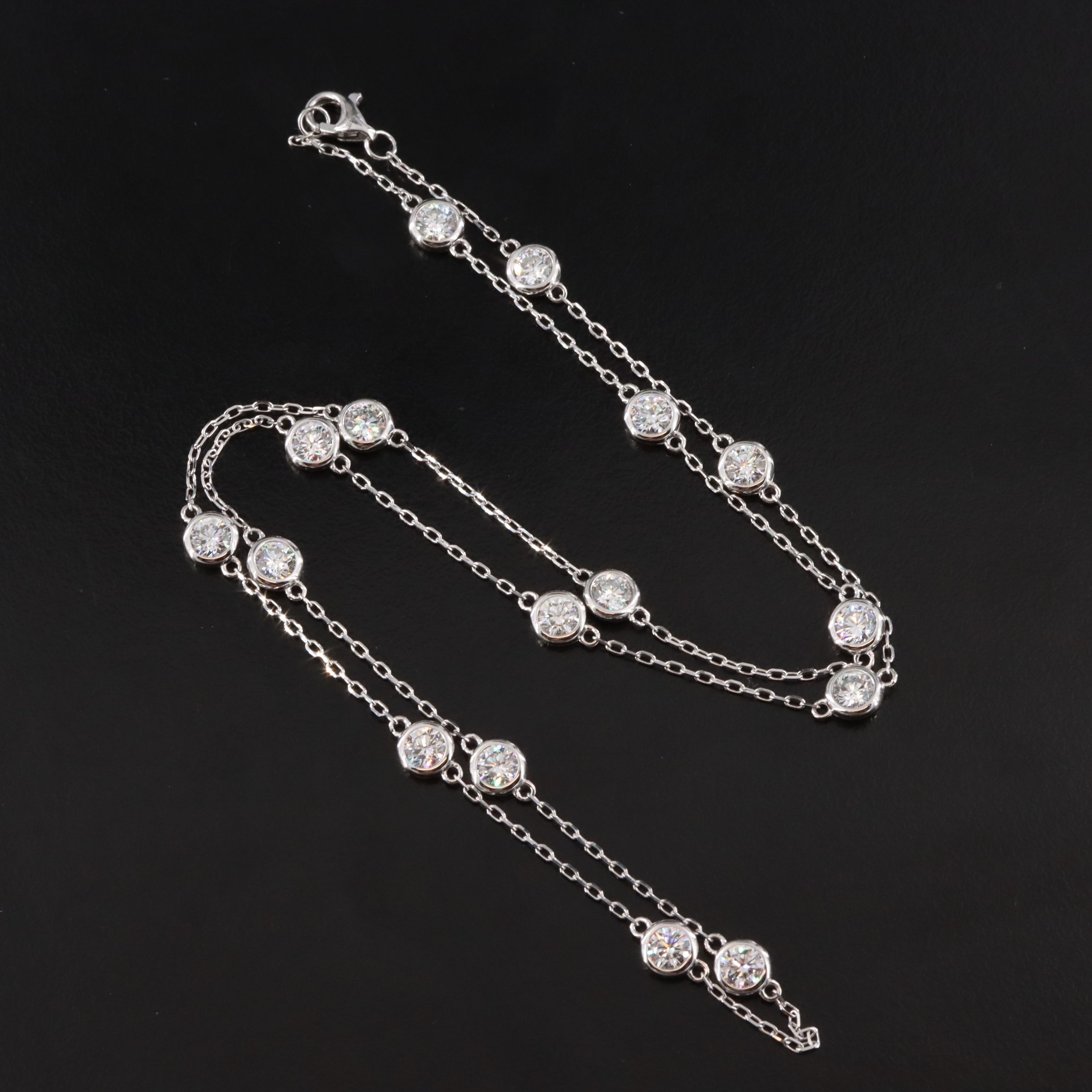 14K 3.36 CTW Lab Grown Diamond Station Necklace