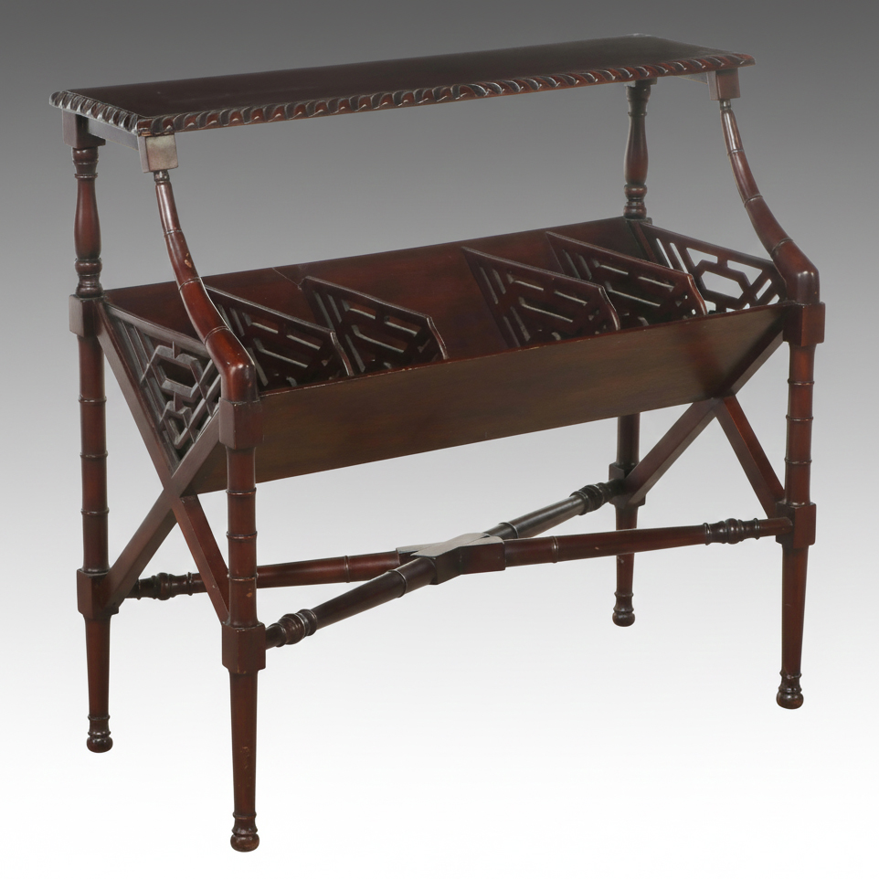 Chinese Chippendale Style Mahogany Book Table