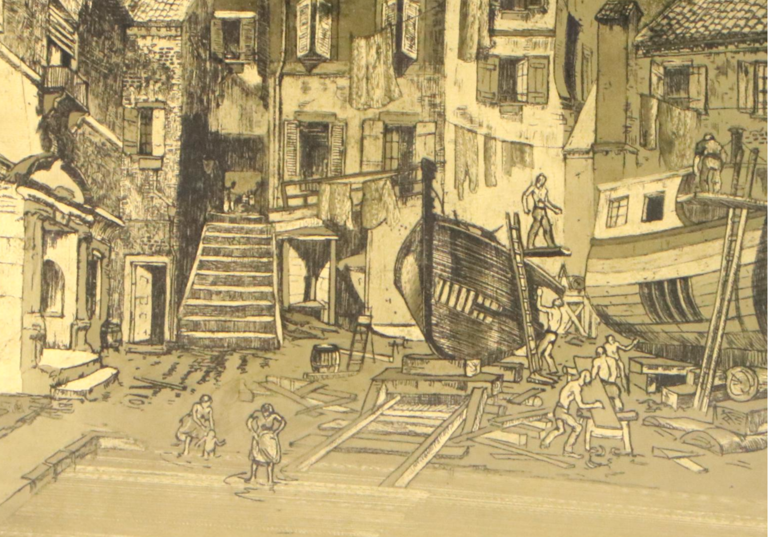 Foil Halftone Prints After Lionel Barrymore "Courtyard Venice" and More