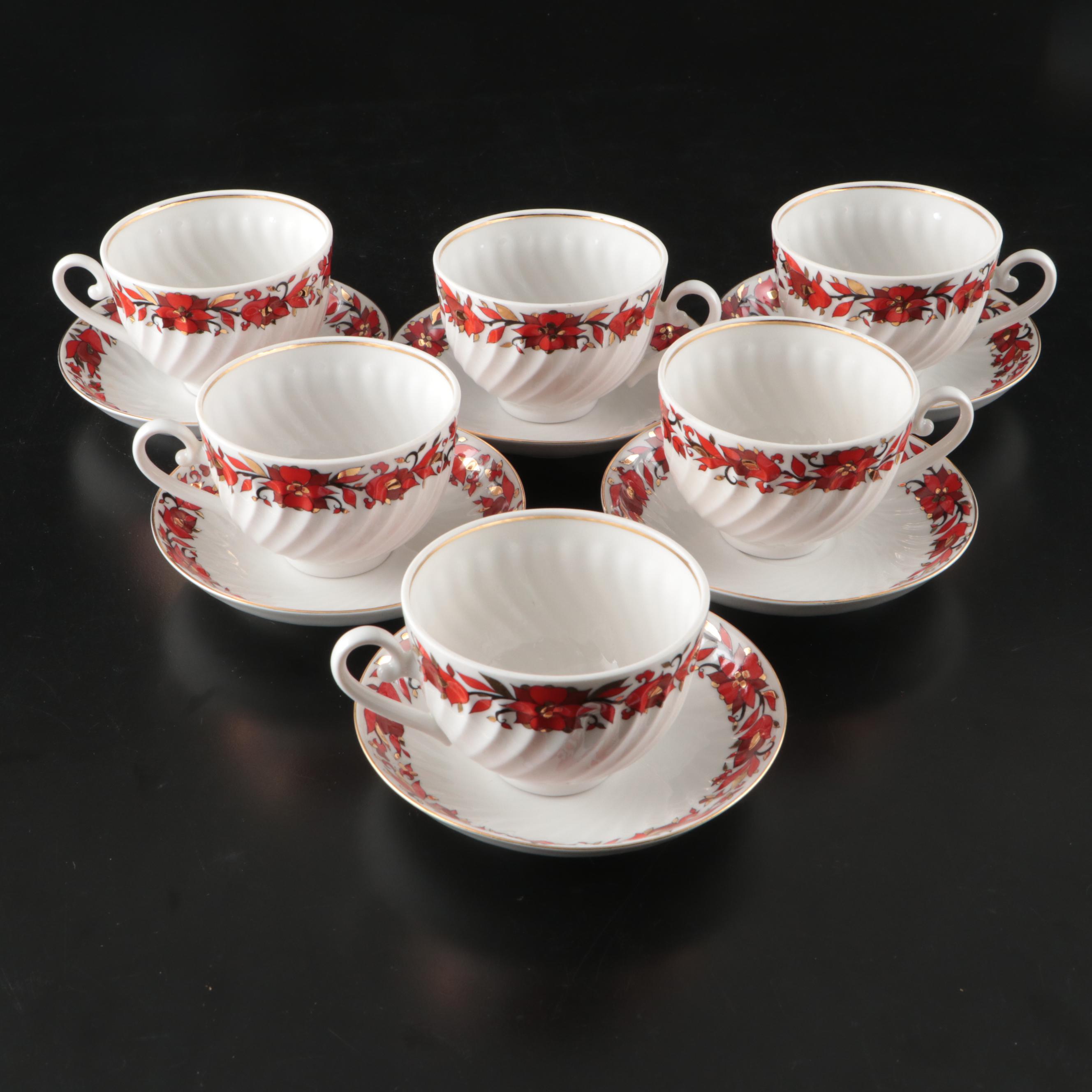 Lomonosov "Folklorette" Russian Porcelain Tea Set, 2002-2006