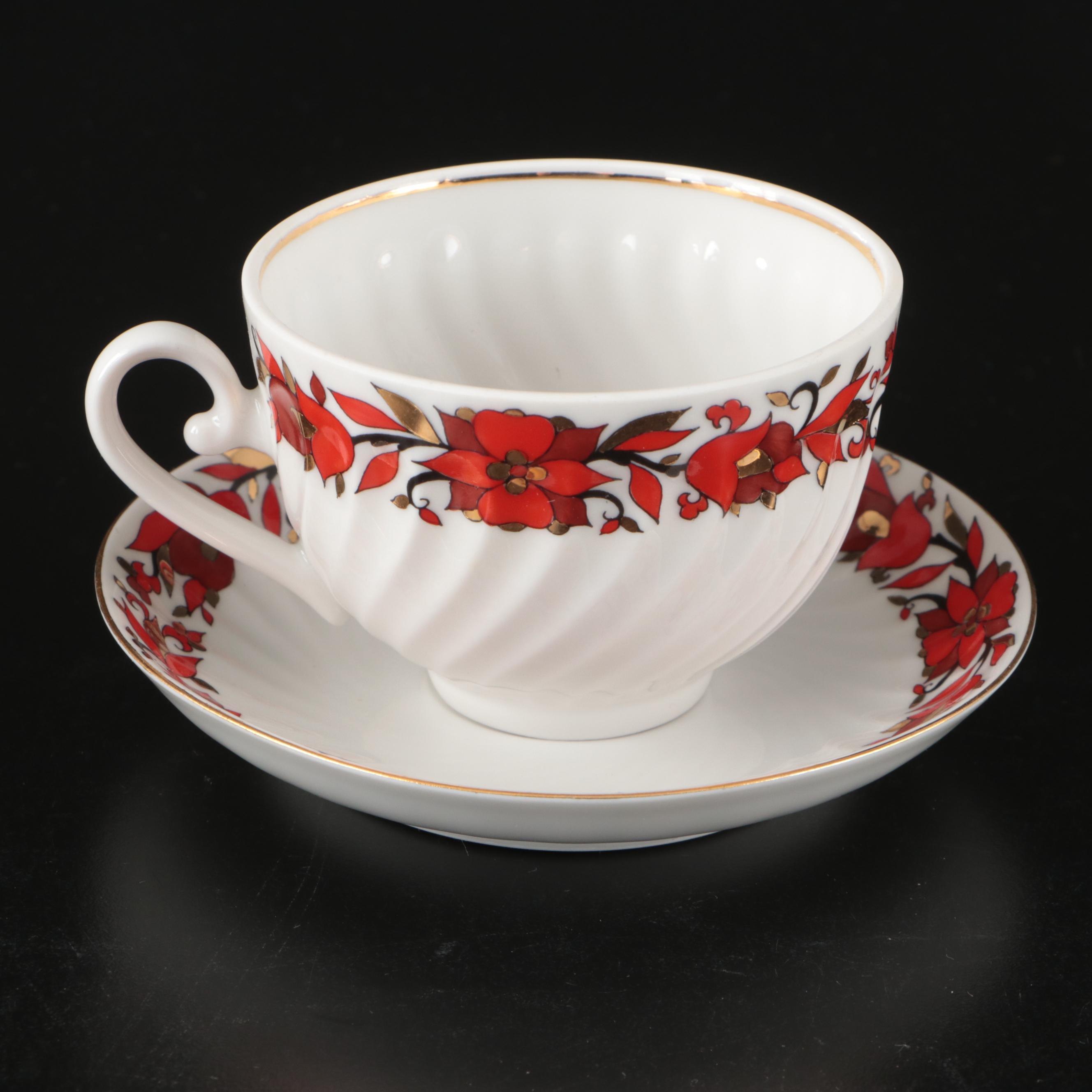 Lomonosov "Folklorette" Russian Porcelain Tea Set, 2002-2006