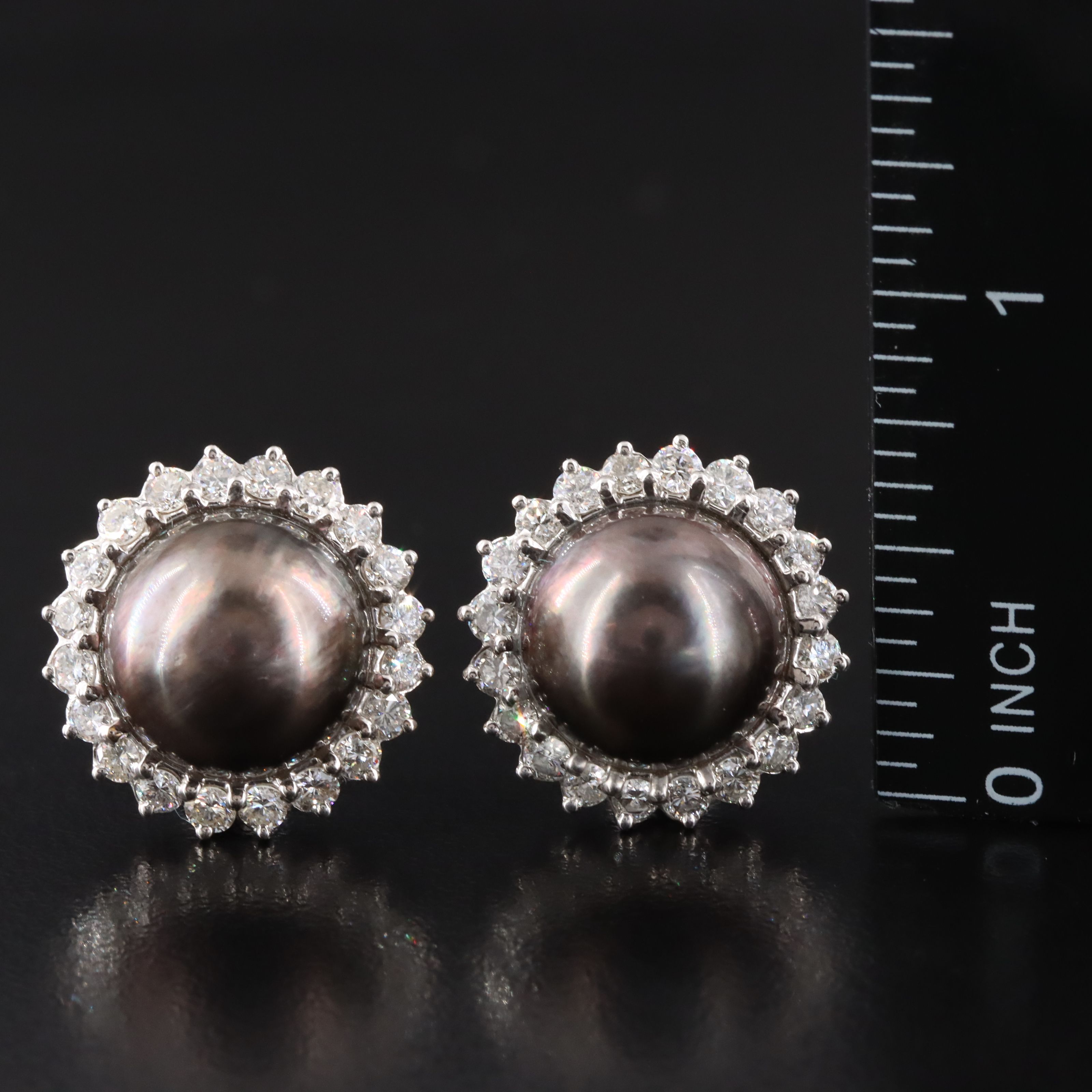 French 18K Pearl and 1.50 CTW Diamond Earrings
