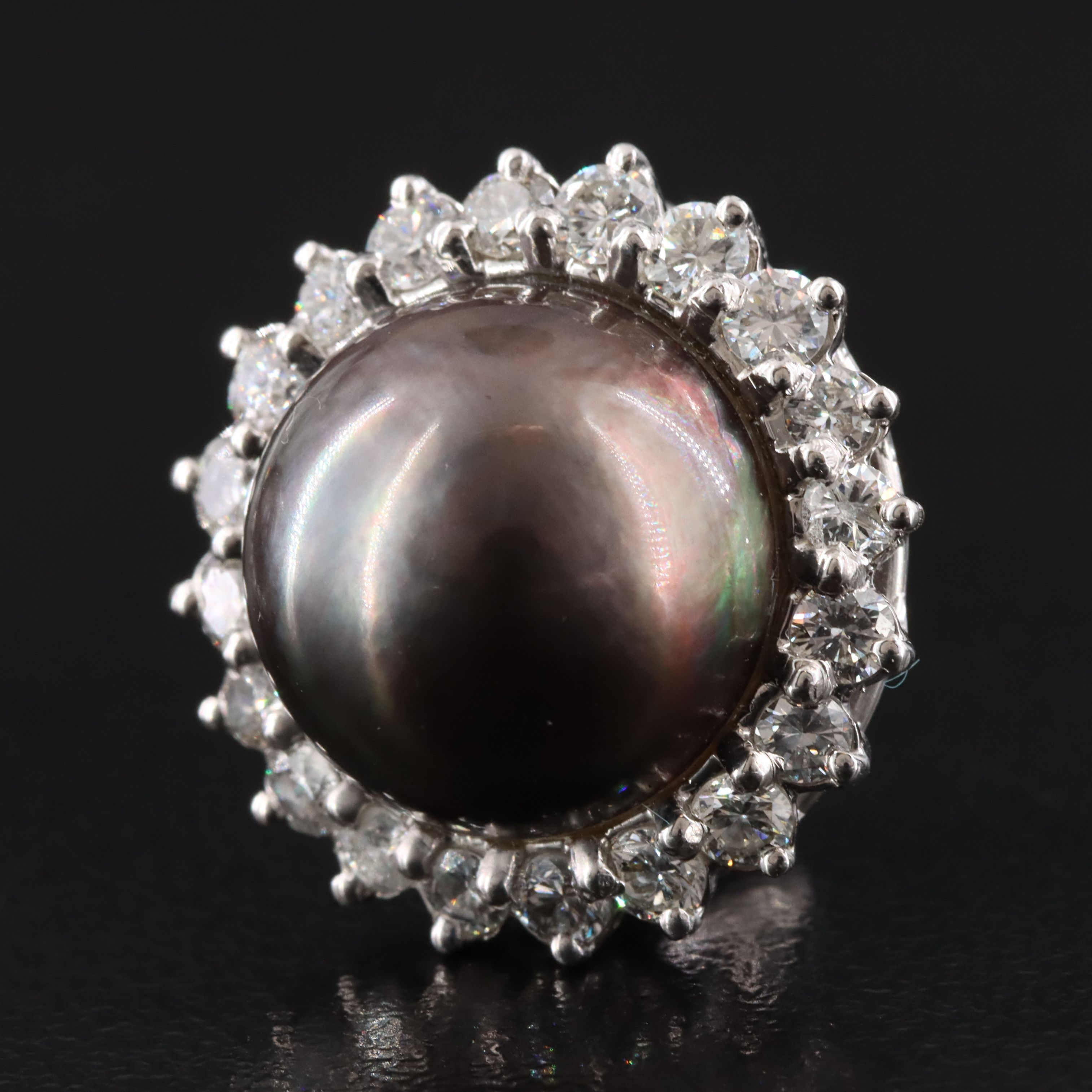 French 18K Pearl and 1.50 CTW Diamond Earrings