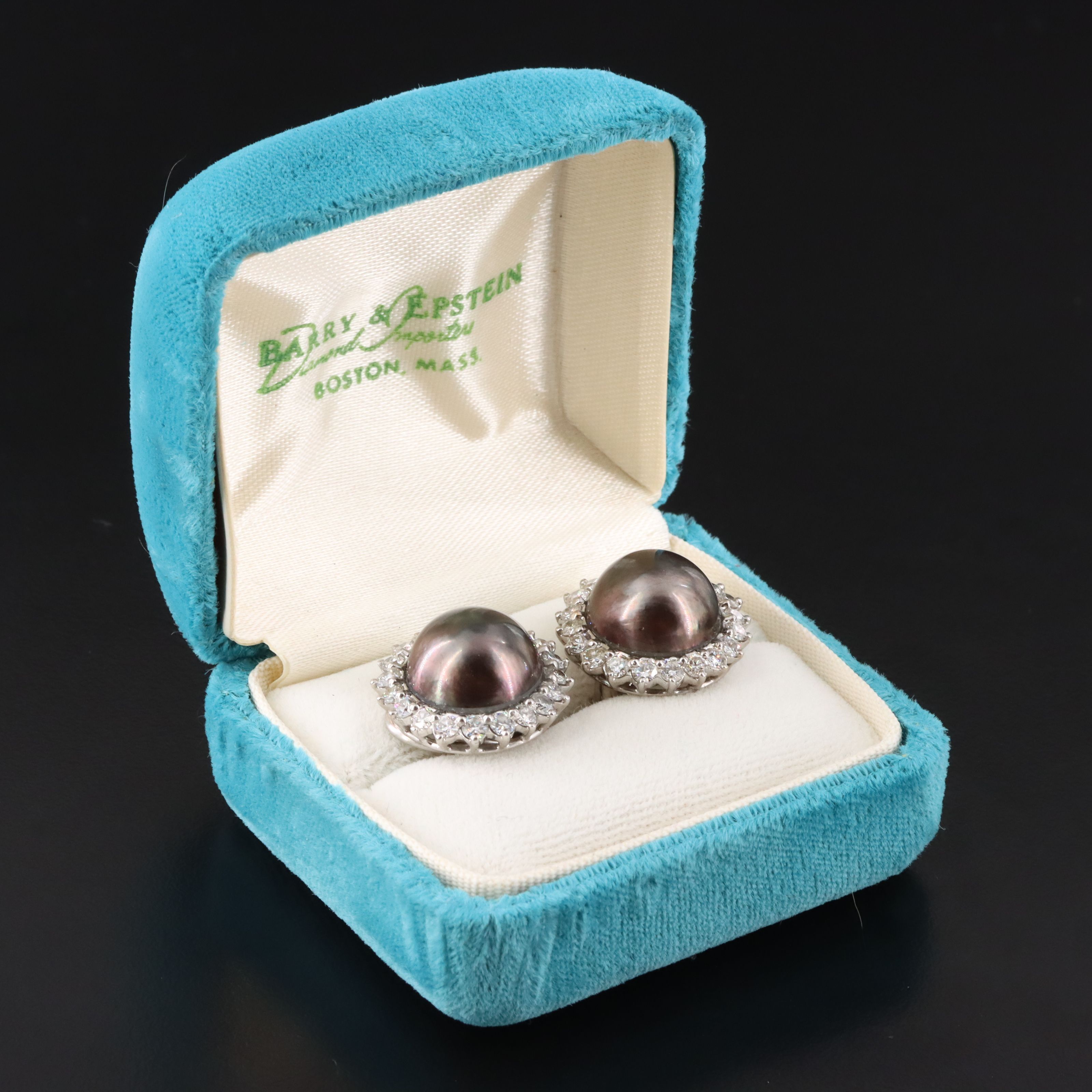 French 18K Pearl and 1.50 CTW Diamond Earrings