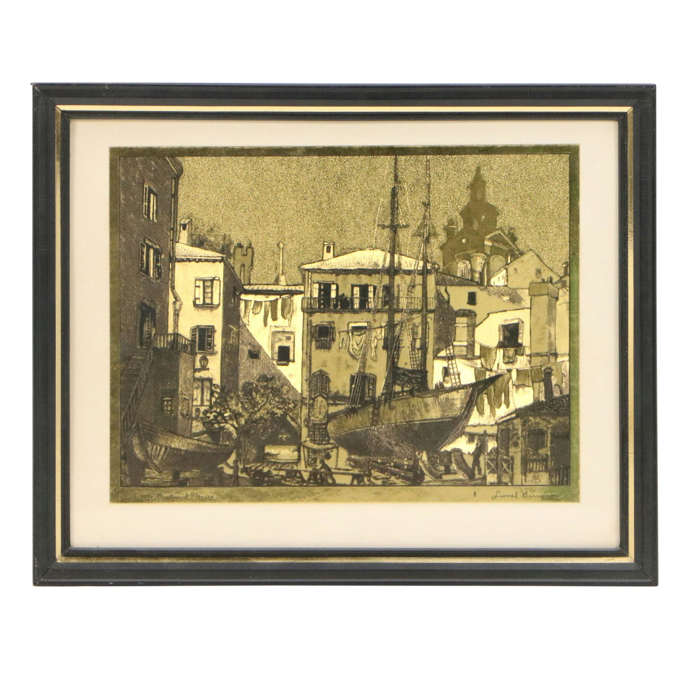 Foil Halftone Prints After Lionel Barrymore "Courtyard Venice" and More