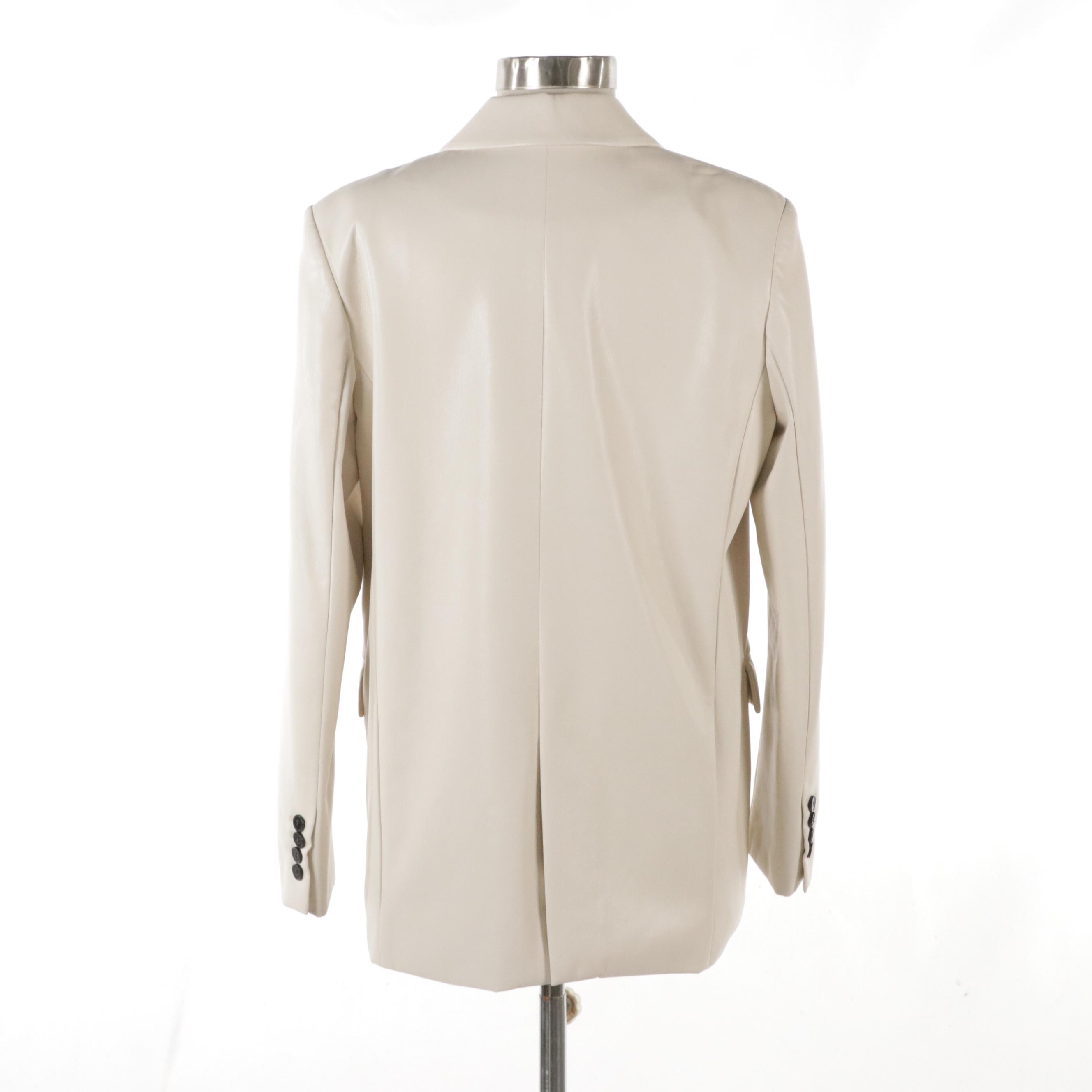 Love Token White Faux-Leather Blazer