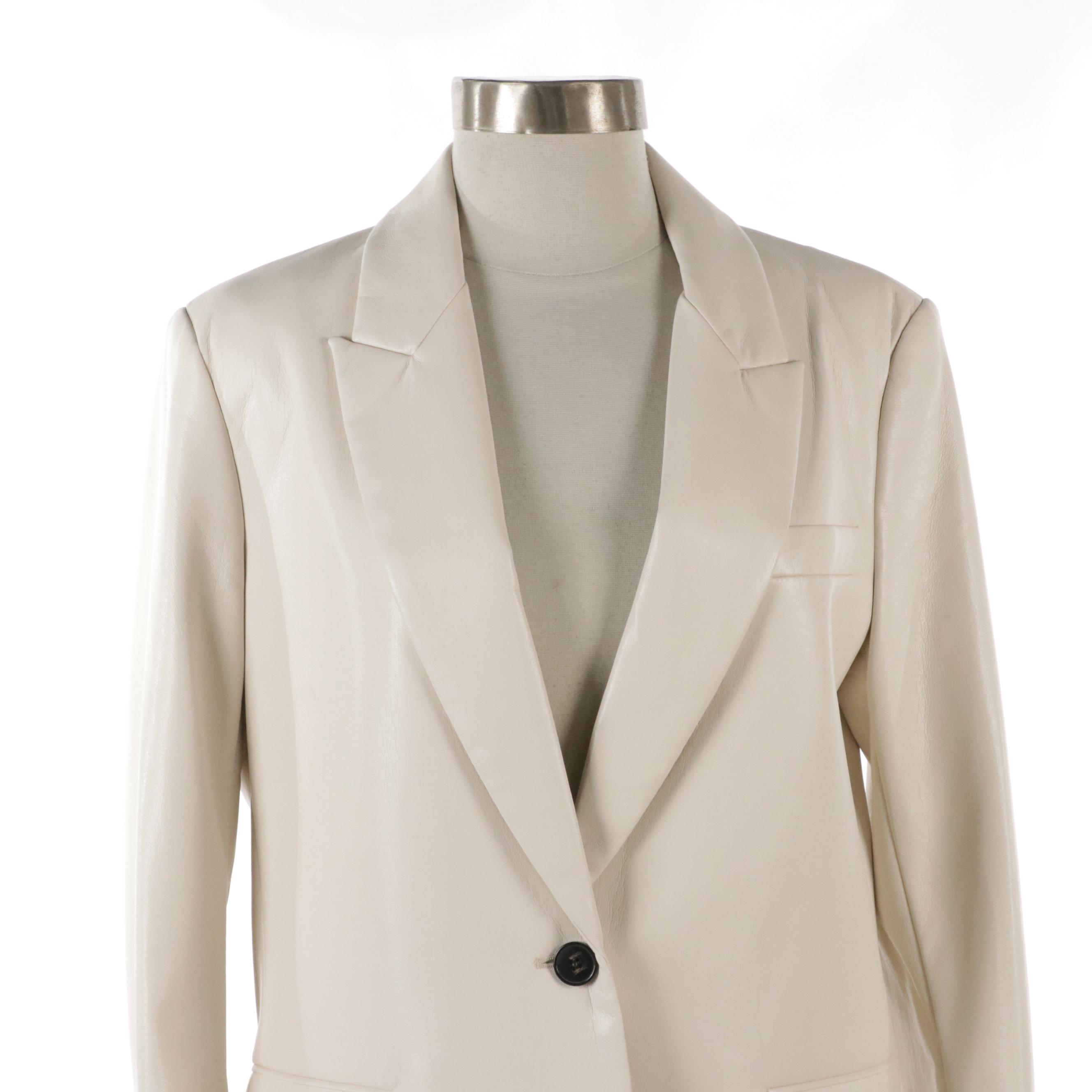Love Token White Faux-Leather Blazer