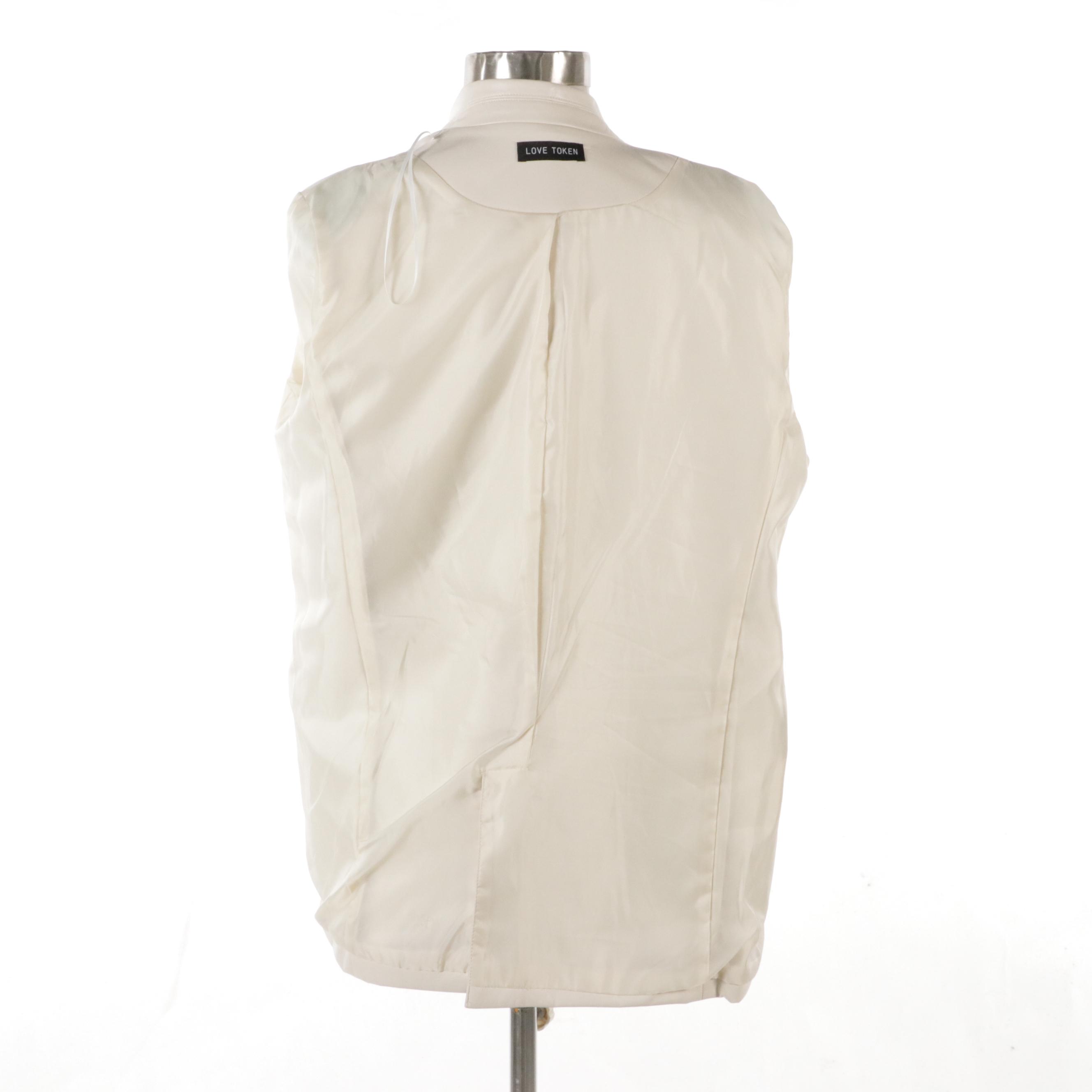 Love Token White Faux-Leather Blazer