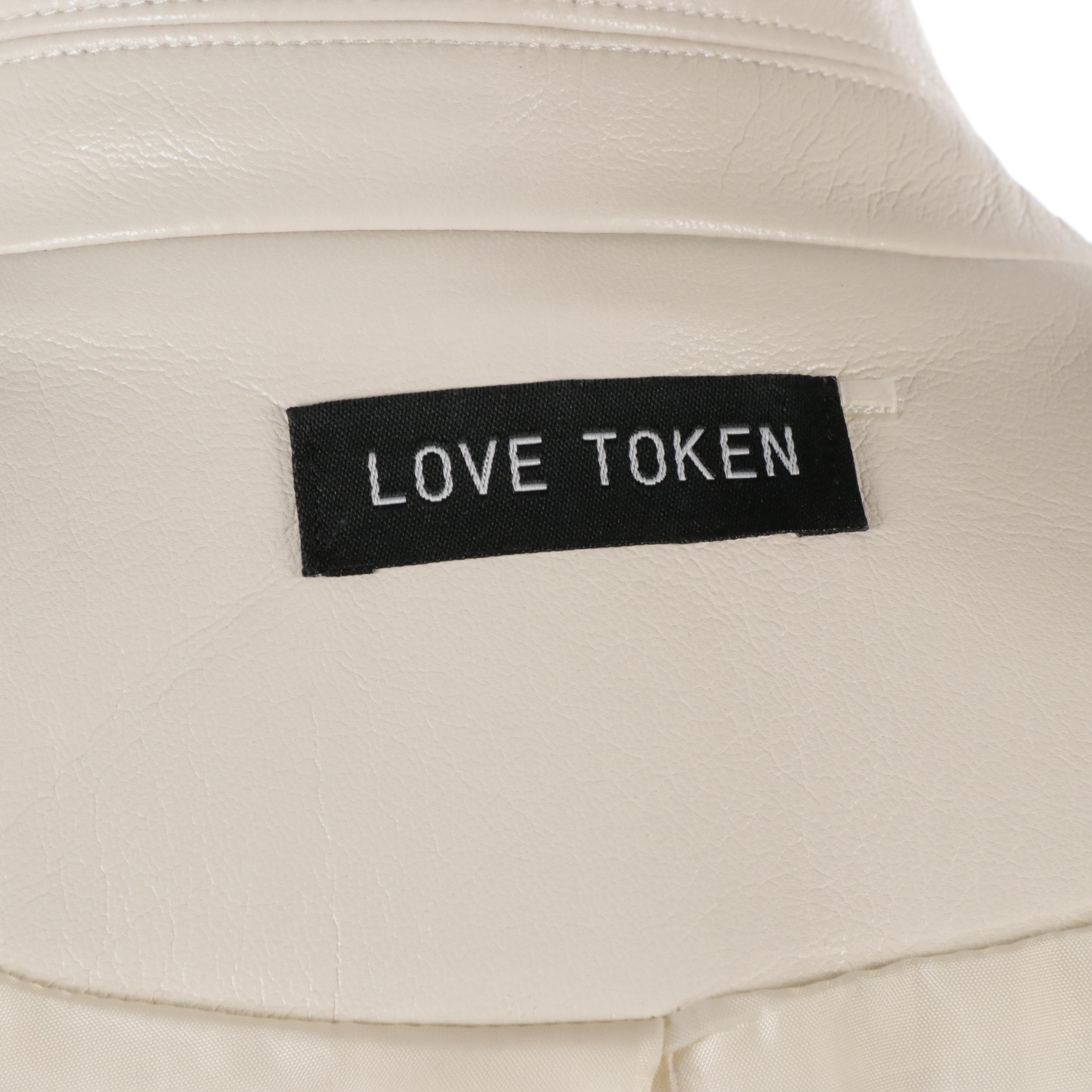 Love Token White Faux-Leather Blazer