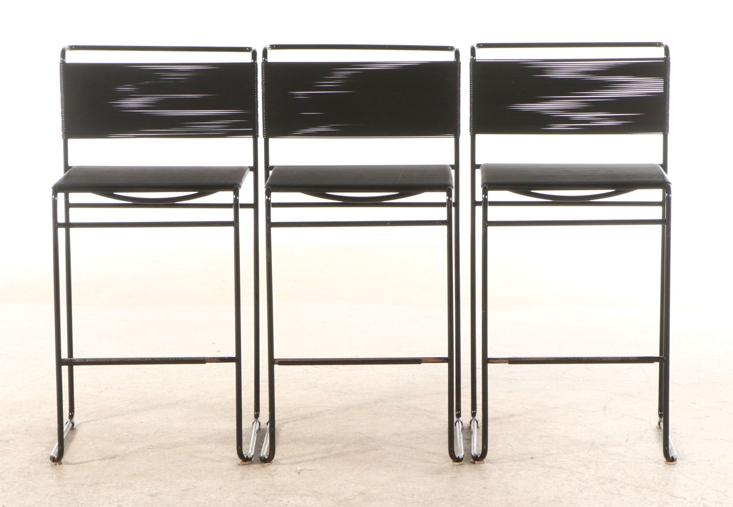 Set of Three Powder Coated Metal Counter Stools