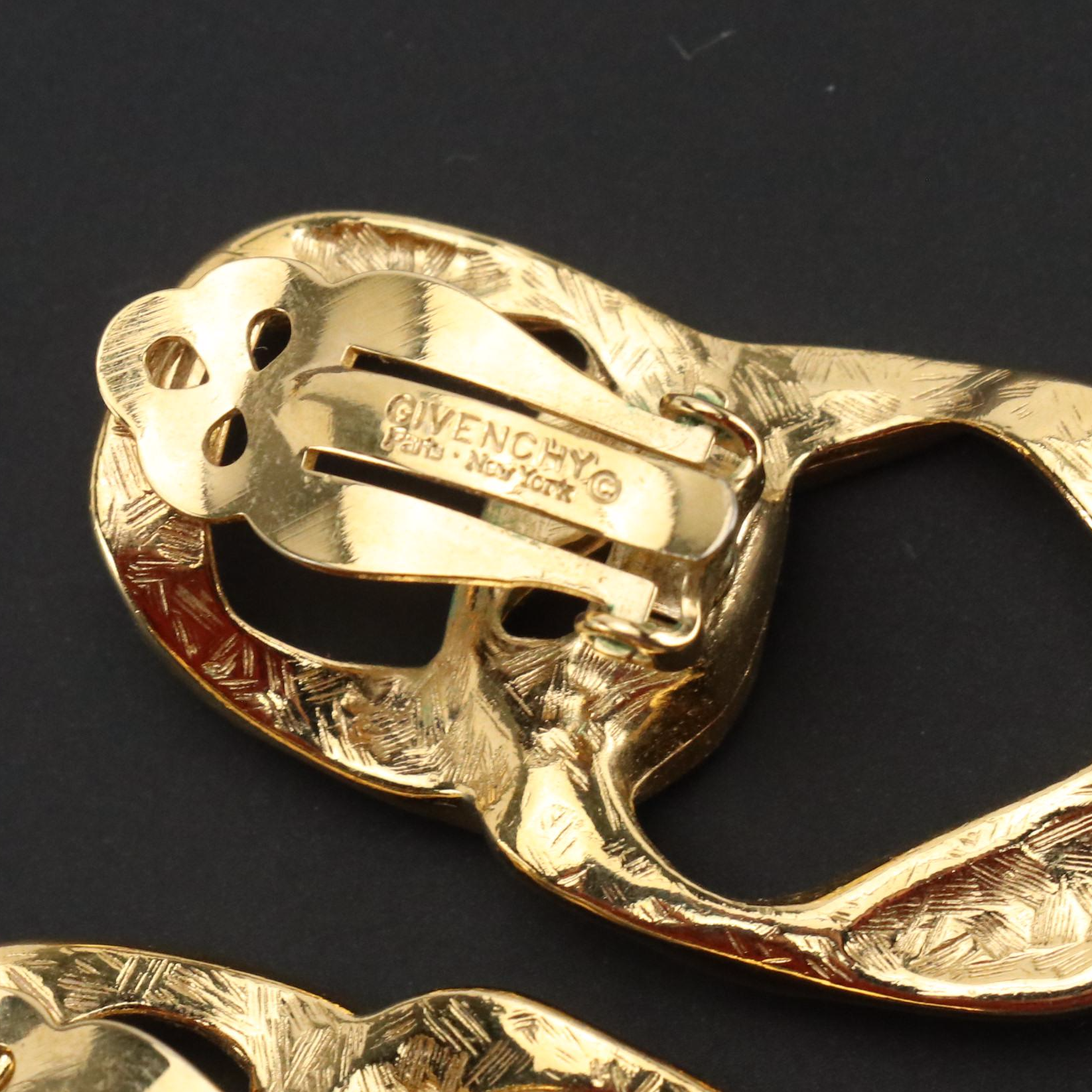 Givenchy Gold Tone Chain Necklace and Clip Earrings with G Logo Cotton Scarf