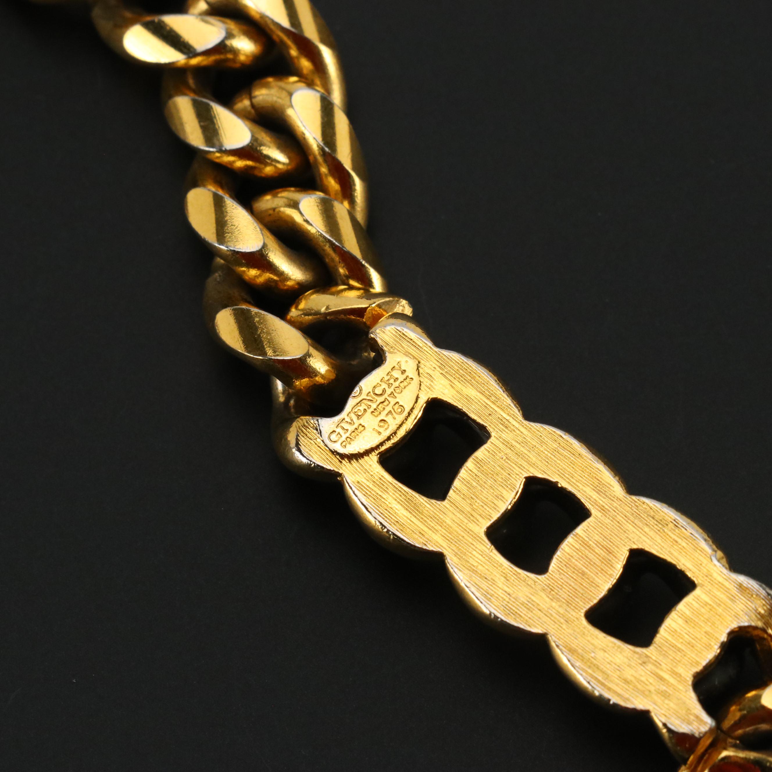 Givenchy Gold Tone Chain Necklace and Clip Earrings with G Logo Cotton Scarf