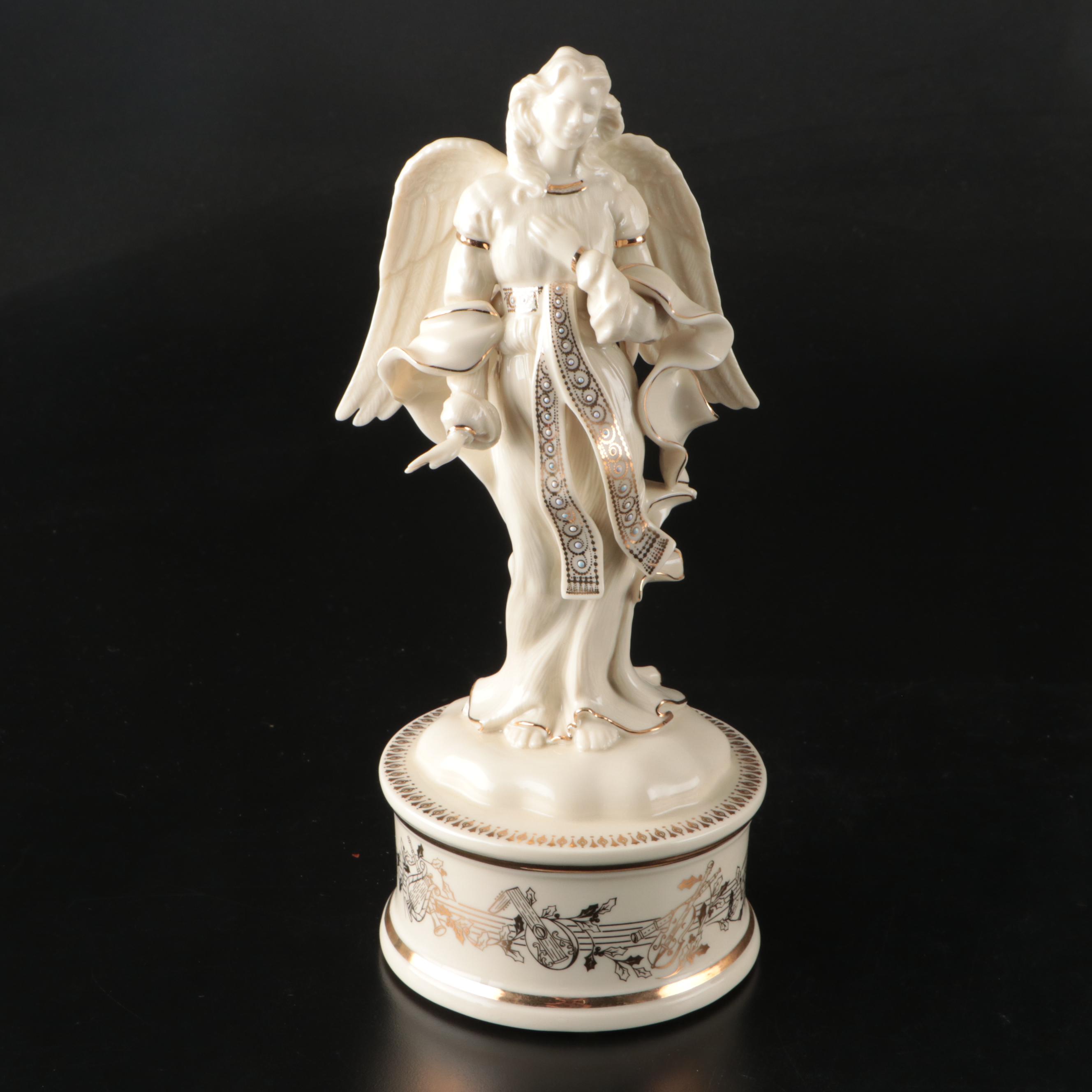 Lenox China Jewels "Angel of Glory" Music Box and "Angel of Harmony" Figurine