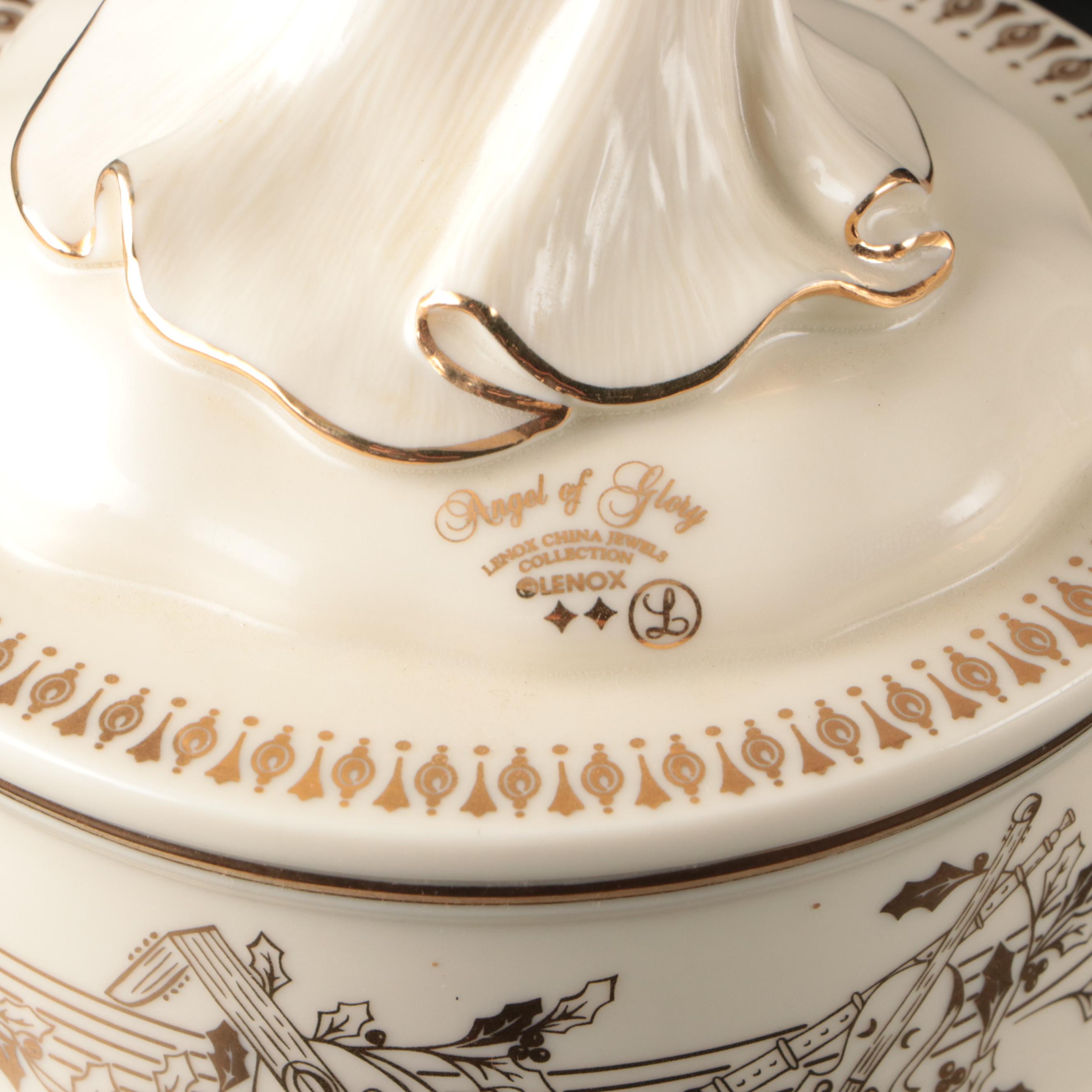 Lenox China Jewels "Angel of Glory" Music Box and "Angel of Harmony" Figurine