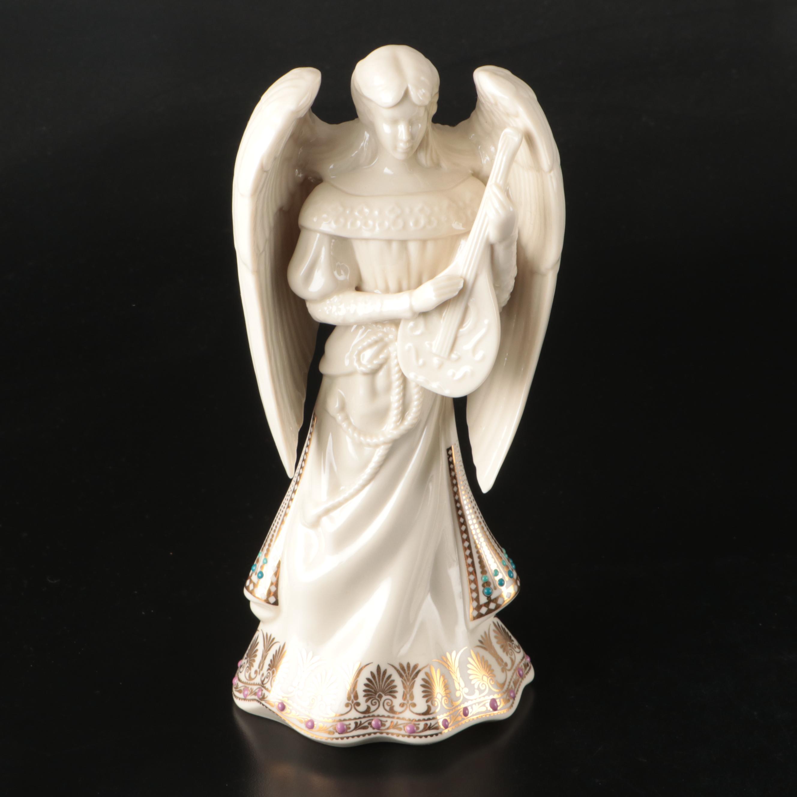 Lenox China Jewels "Angel of Glory" Music Box and "Angel of Harmony" Figurine