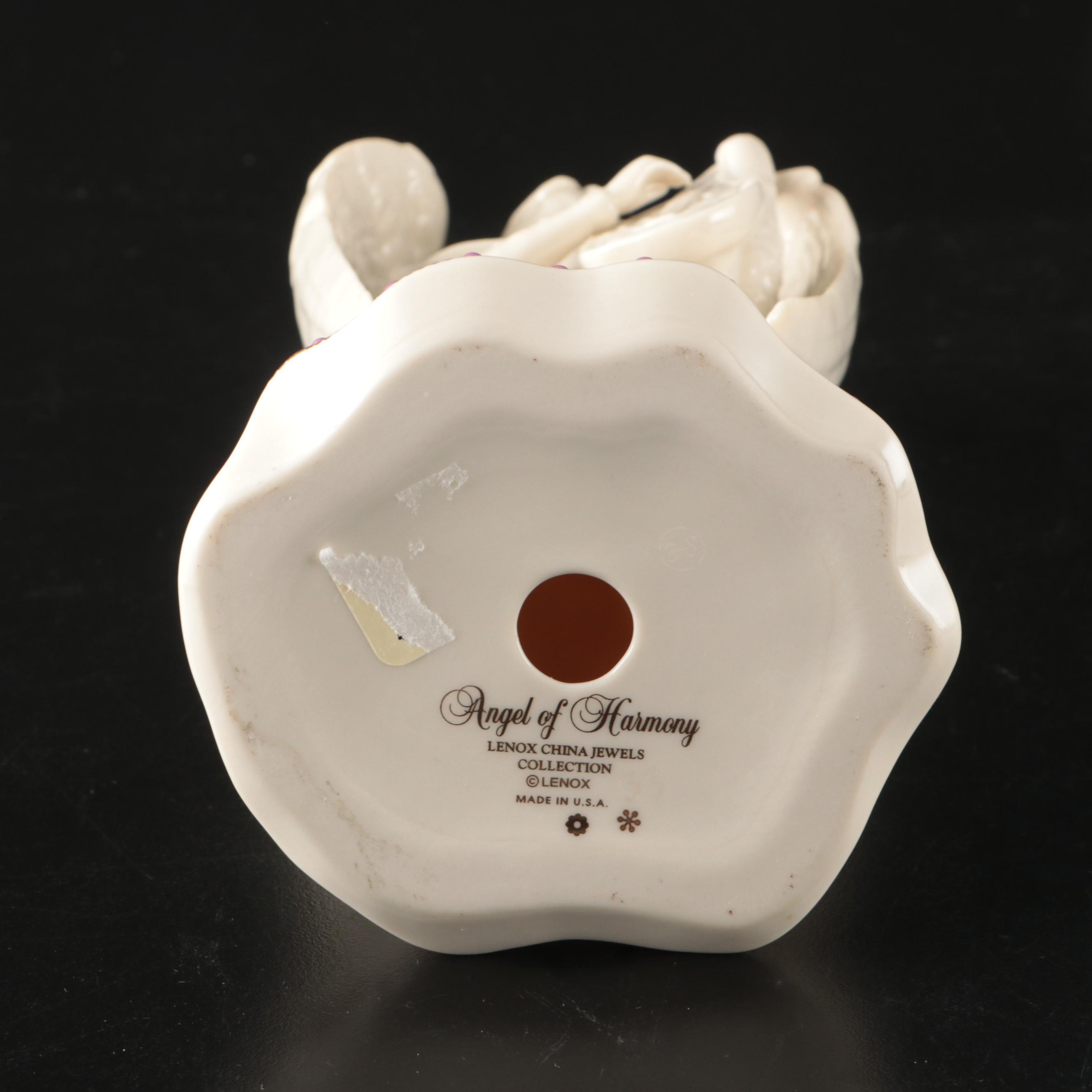 Lenox China Jewels "Angel of Glory" Music Box and "Angel of Harmony" Figurine