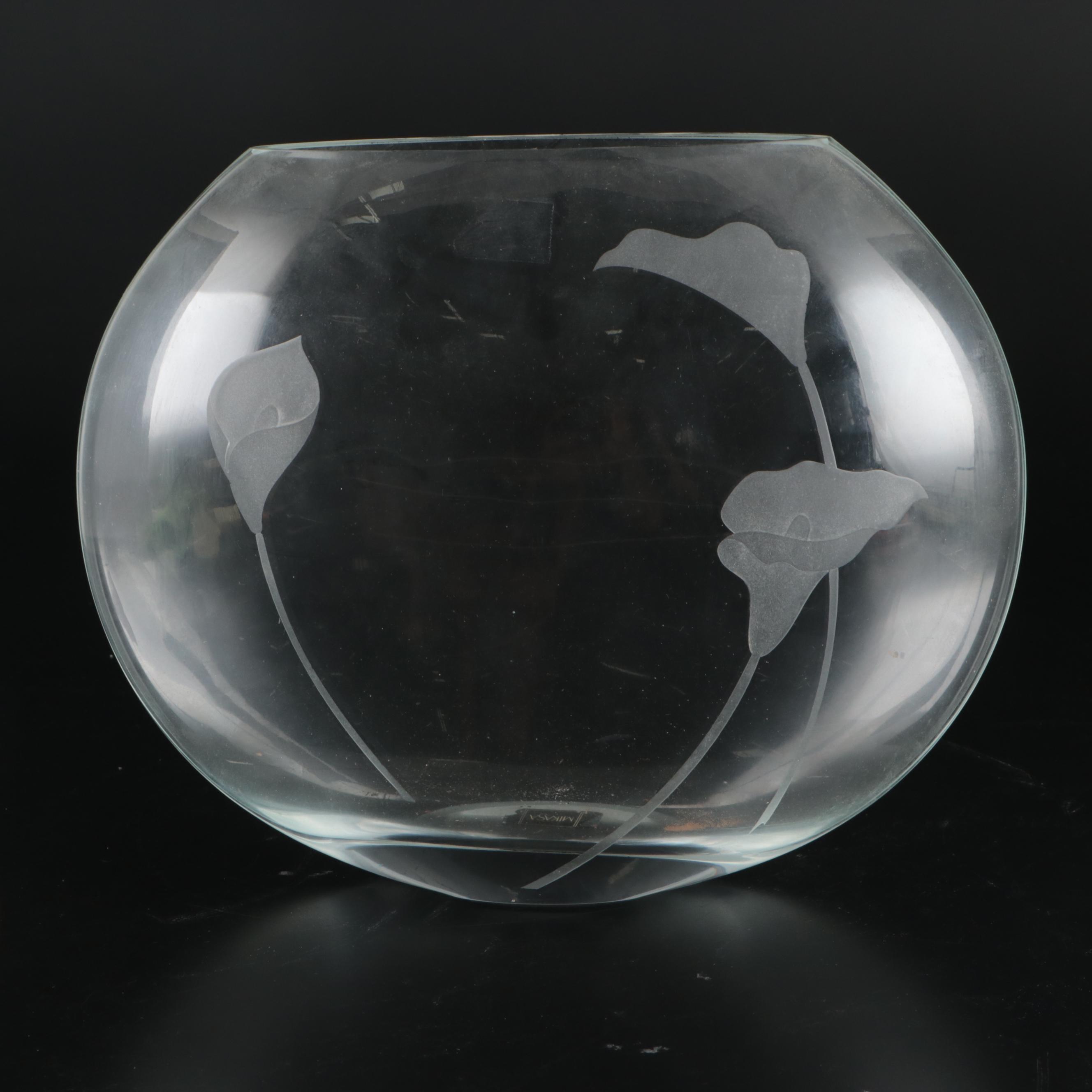 Mikasa "Calla Lily" Crystal Oval Vase, Late 20th/Early 21st Century