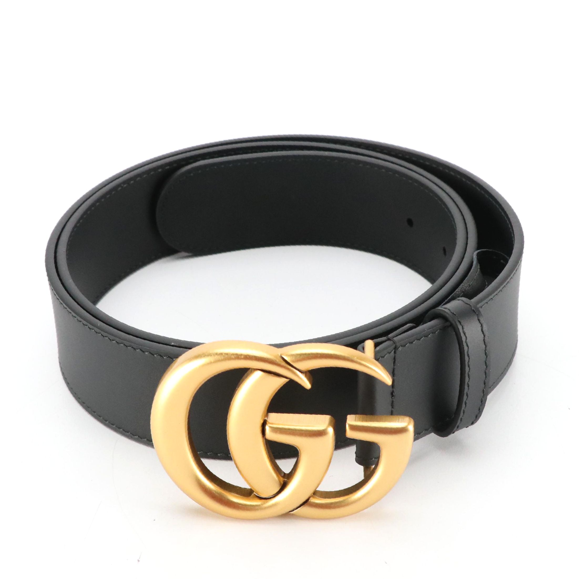 Gucci GG Marmont Black Calfskin Leather Belt