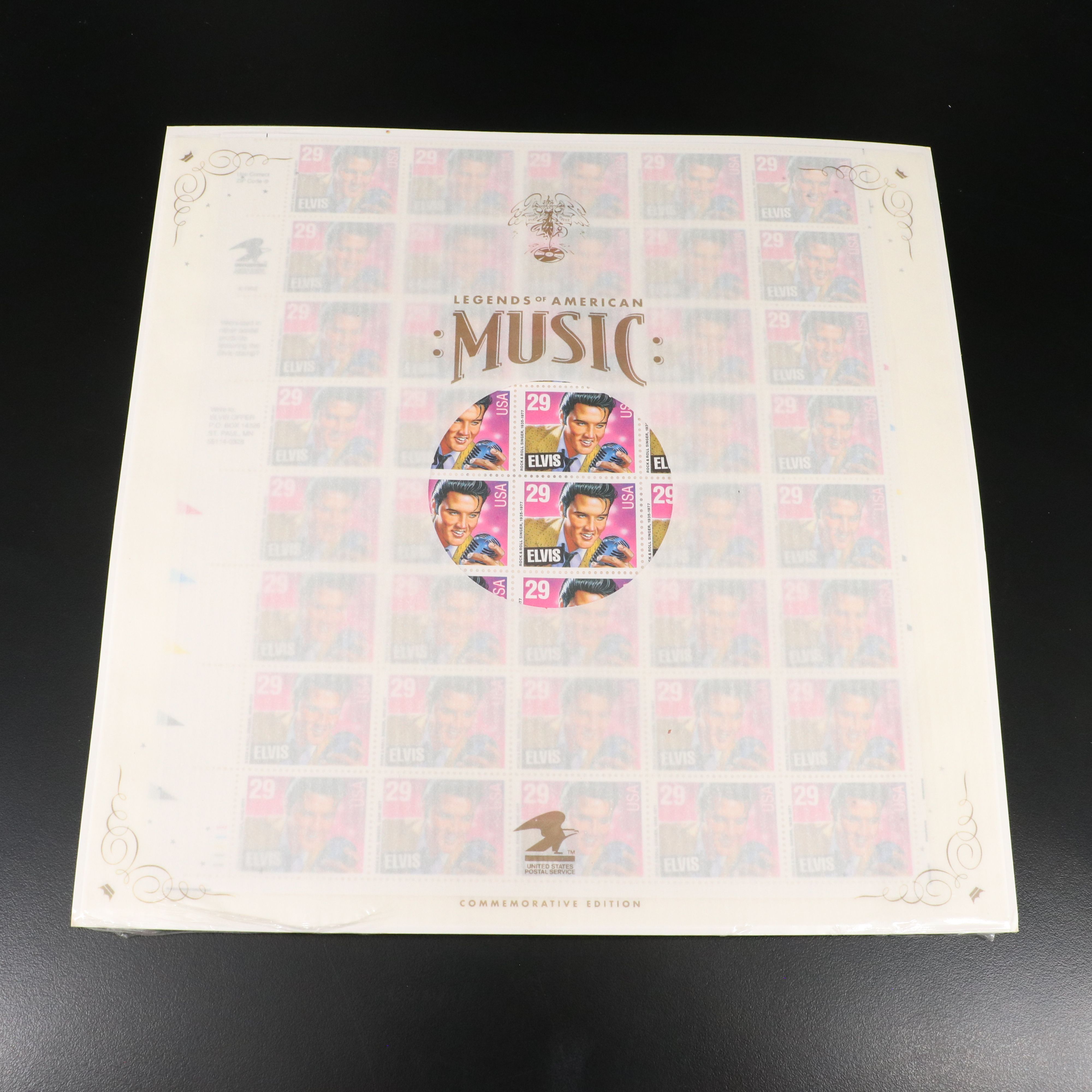 Two Mint Condition 29-Cent Elvis Postage Stamp Sheets, 1993