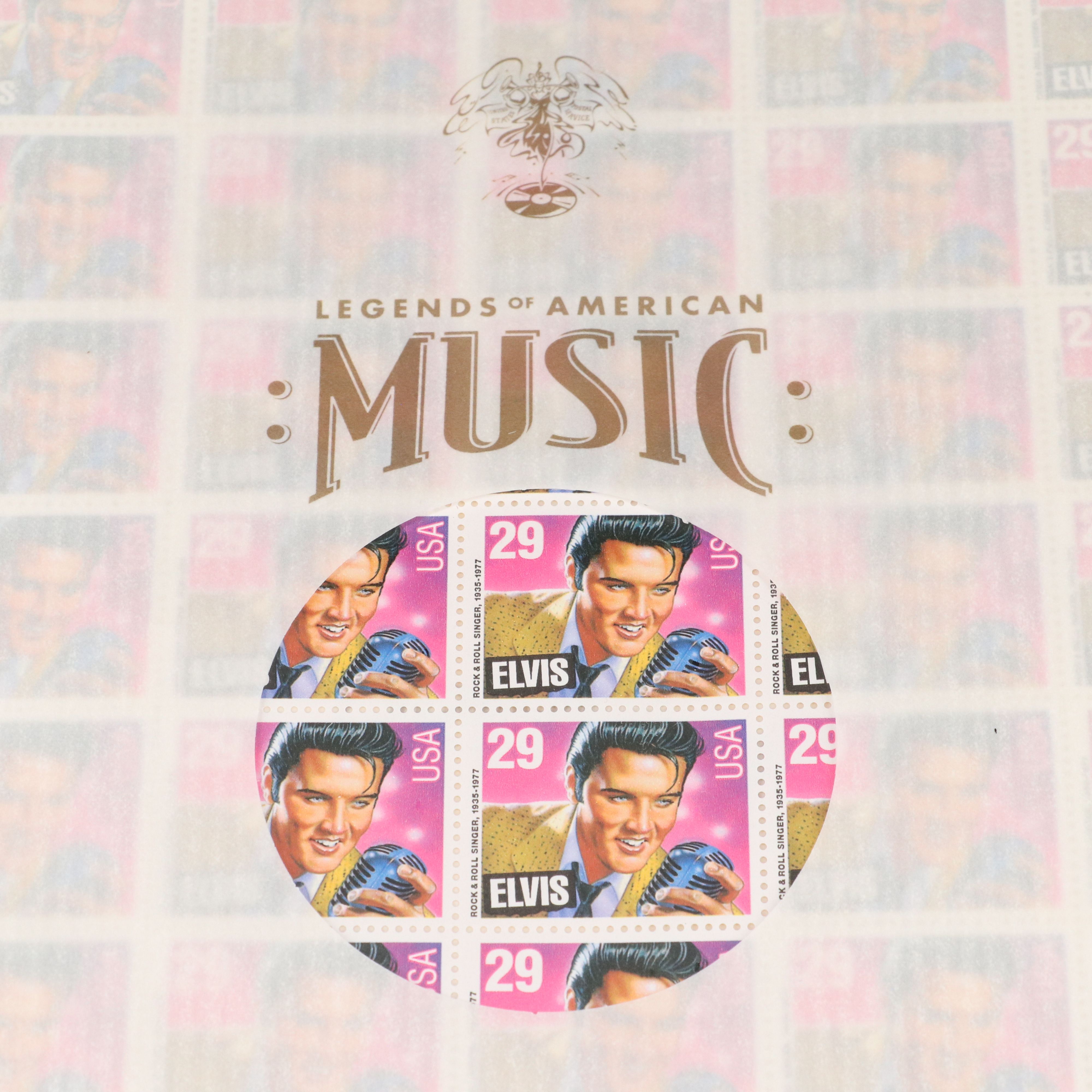 Two Mint Condition 29-Cent Elvis Postage Stamp Sheets, 1993